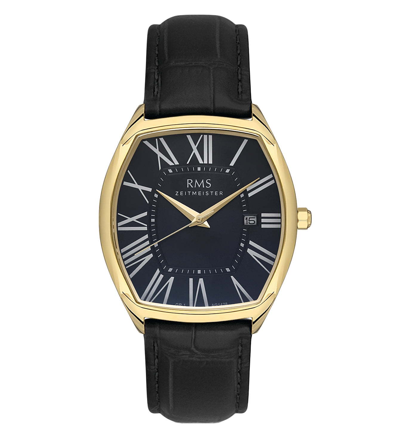 RMS BLACK DIAL GOLD PLATED MEN'S WATCH