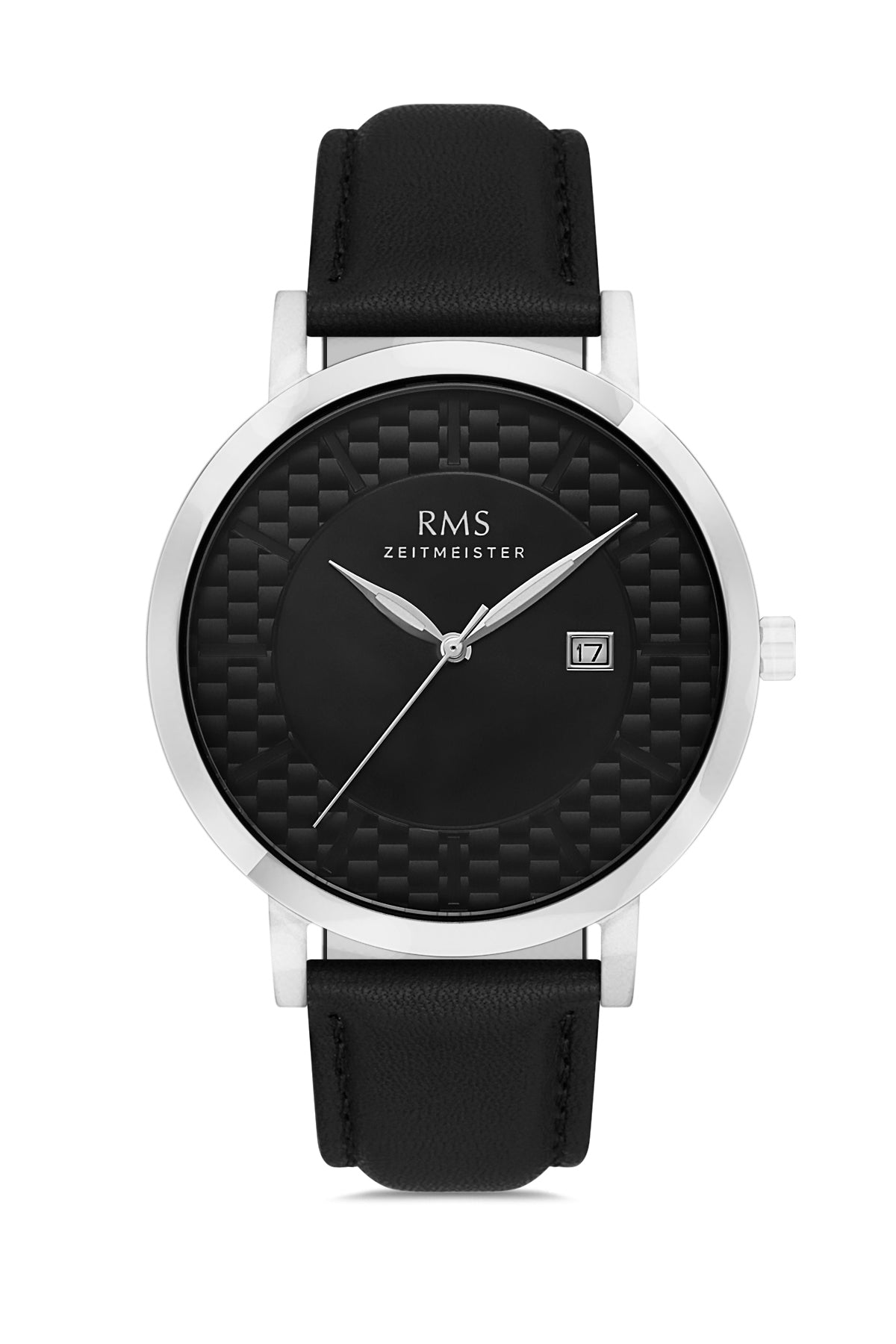 RMS Black Dial Silver Coated Men's Watch