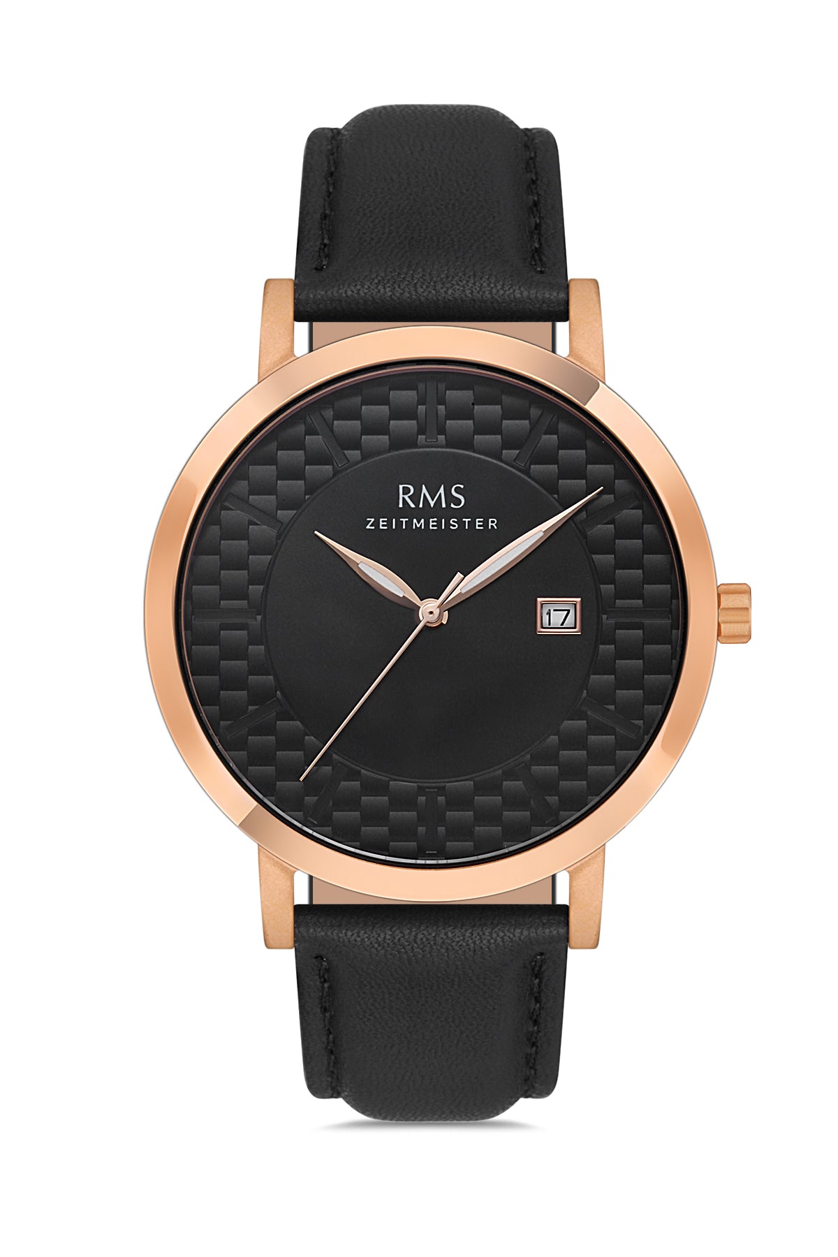 RMS Black Dial Rose Coated Men's Watch