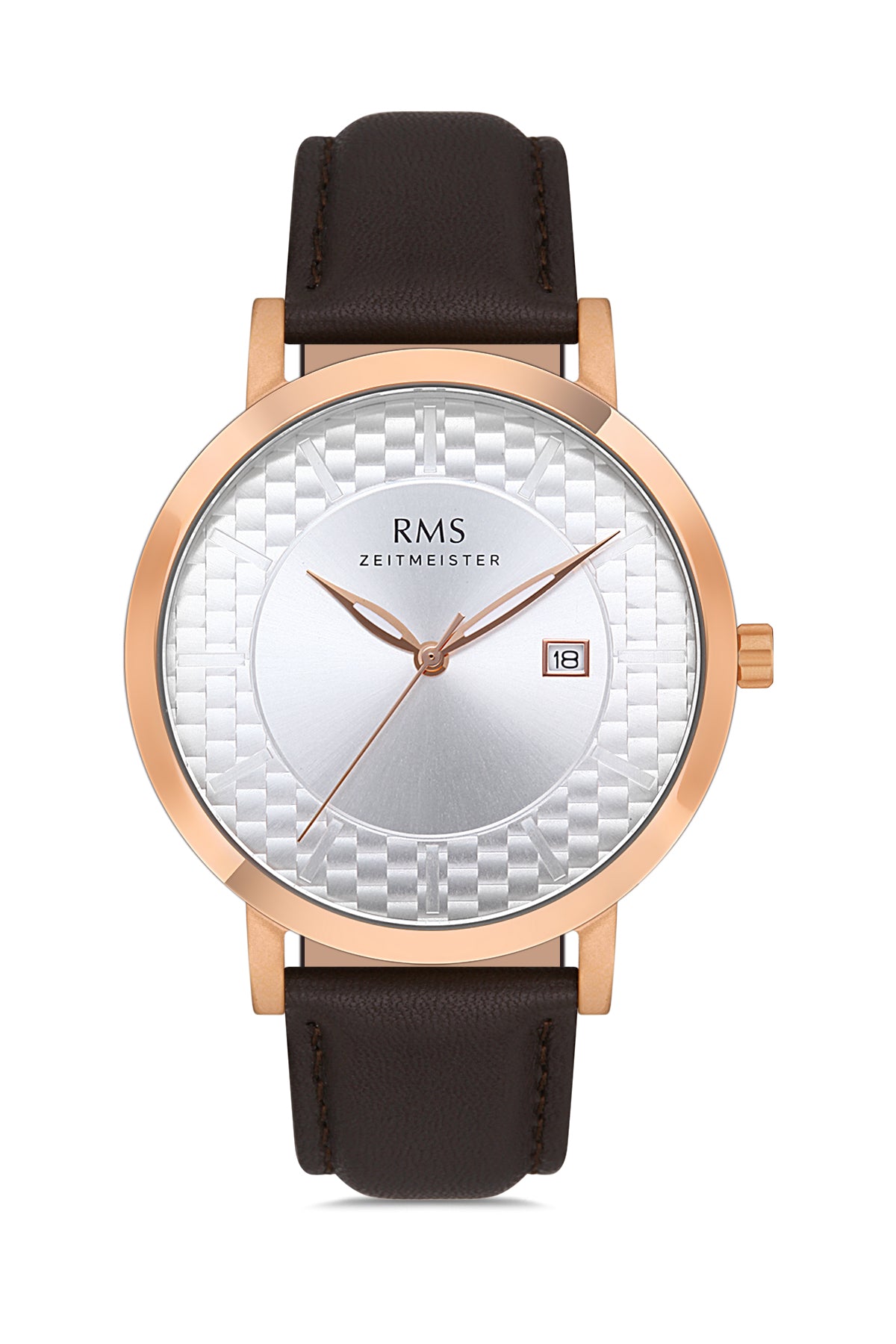 RMS Silver Dial Rose Coated Men's Watch