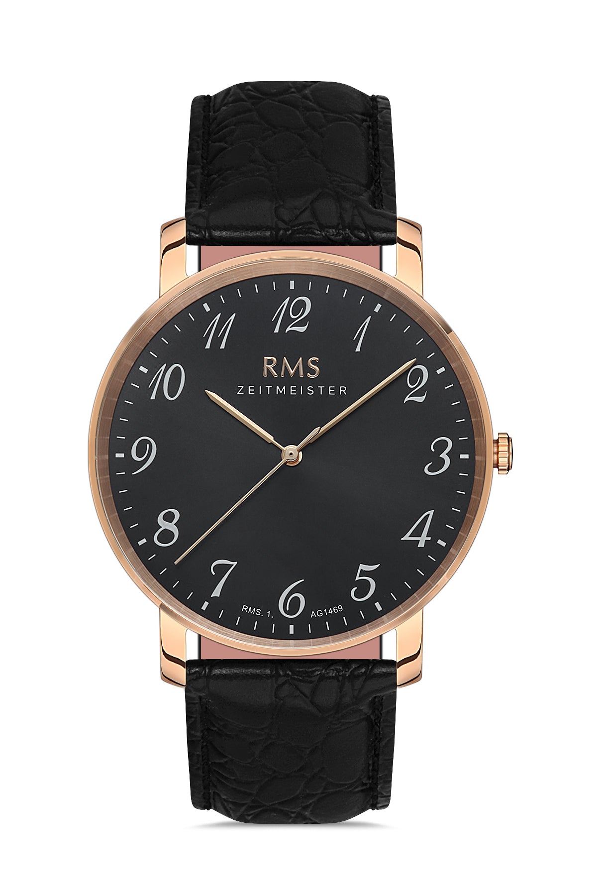 RMS Black Dial Rose Coated Men's Watch