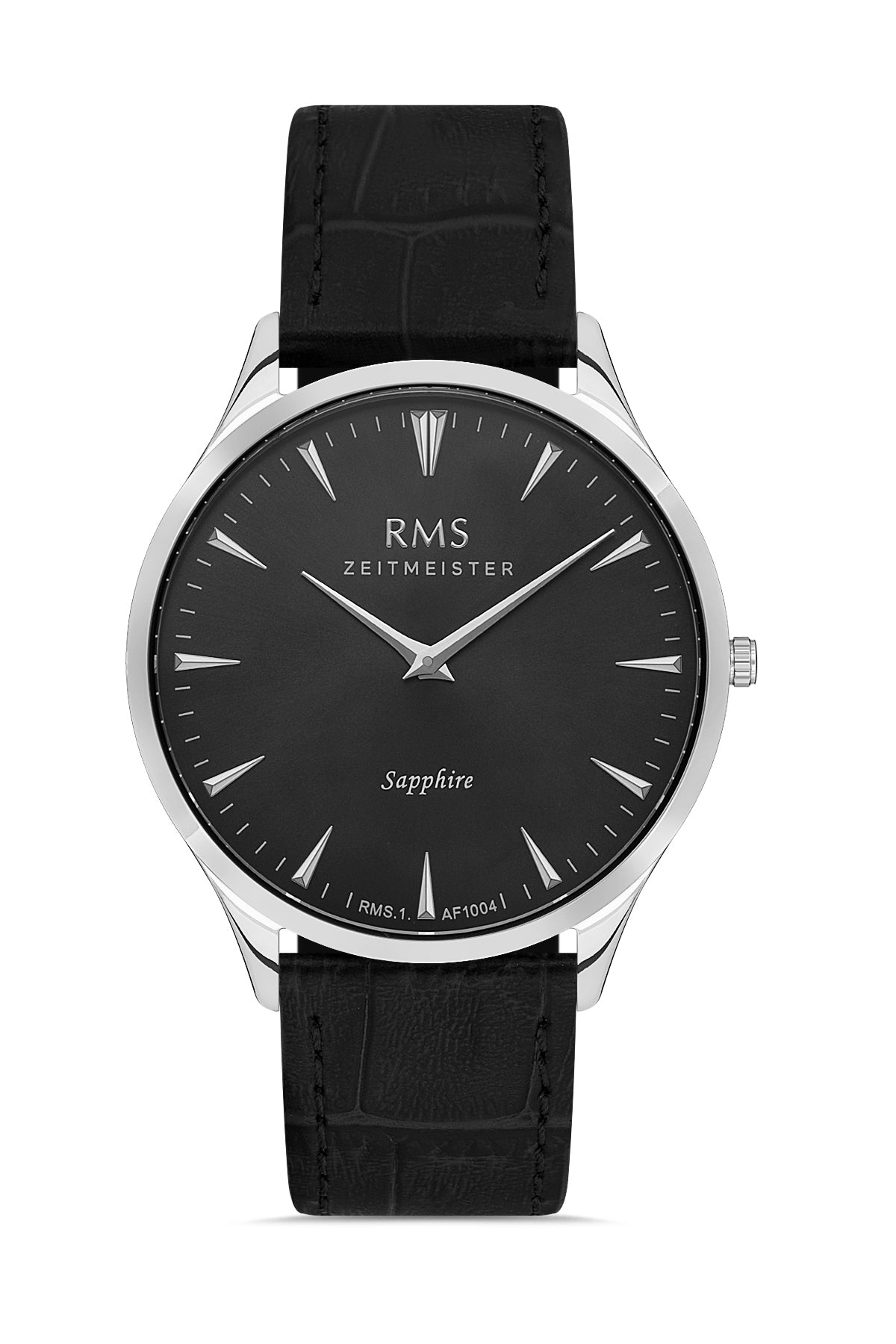 RMS Black Dial Silver Coated Men's Watch