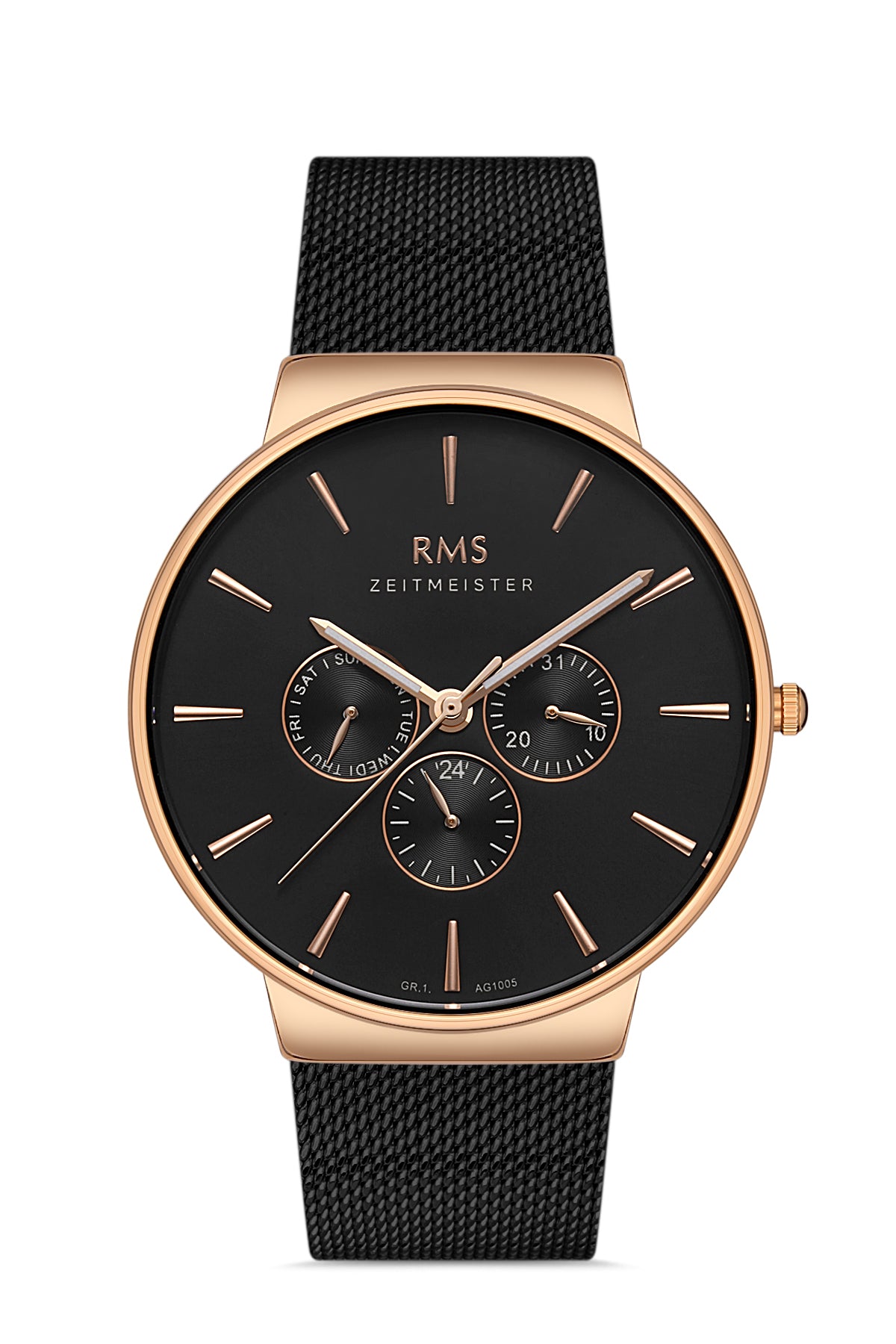 RMS Black Dial Rose Black Coated Men's Watch