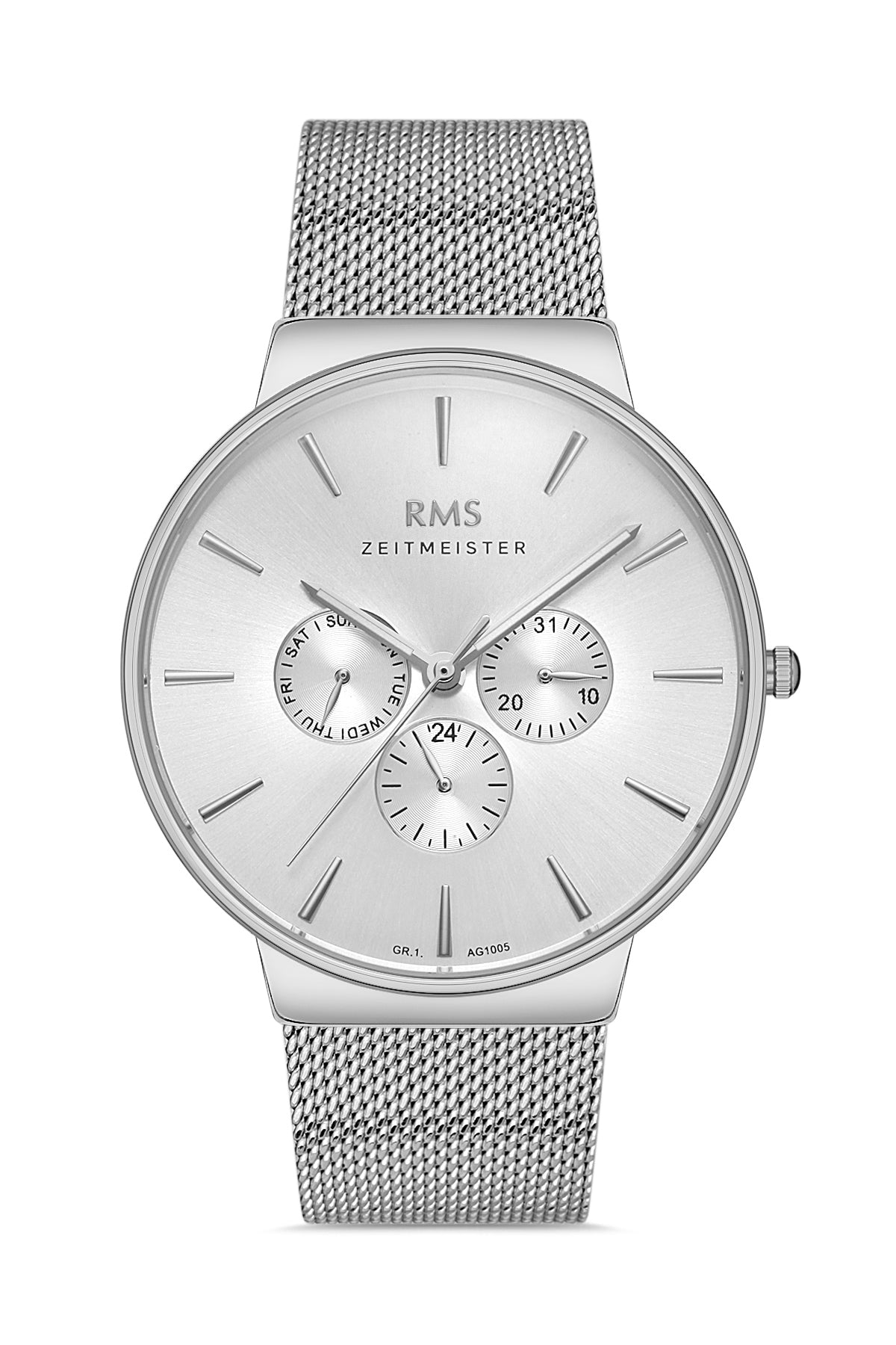 RMS Silver Dial Silver Coated Men's Watch