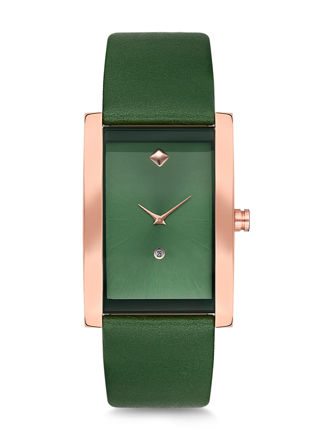 RMS ZEITMEISTER Men's Watch with Rose Coating, Green Dial, and Green Leather Strap