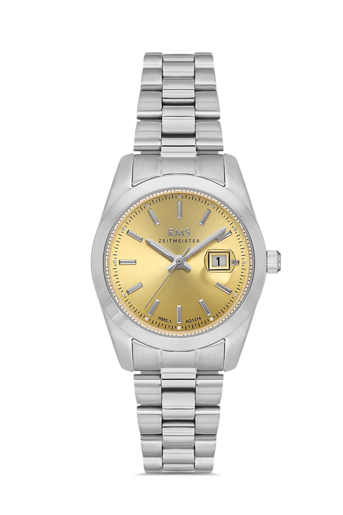 RMS ZEITMEISTER Women's Watch with Yellow Dial and Silver-Plated Stainless Steel Strap