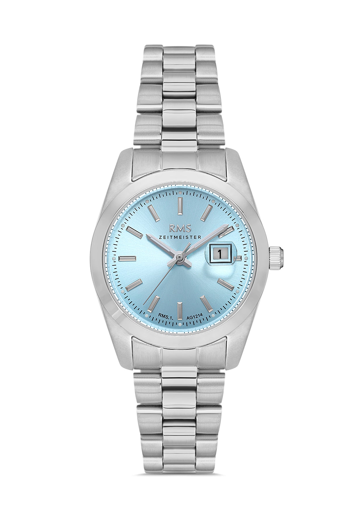 RMS ZEITMEISTER Turquoise Dial Silver Plated Stainless Steel Strap Calendar Women's Watch