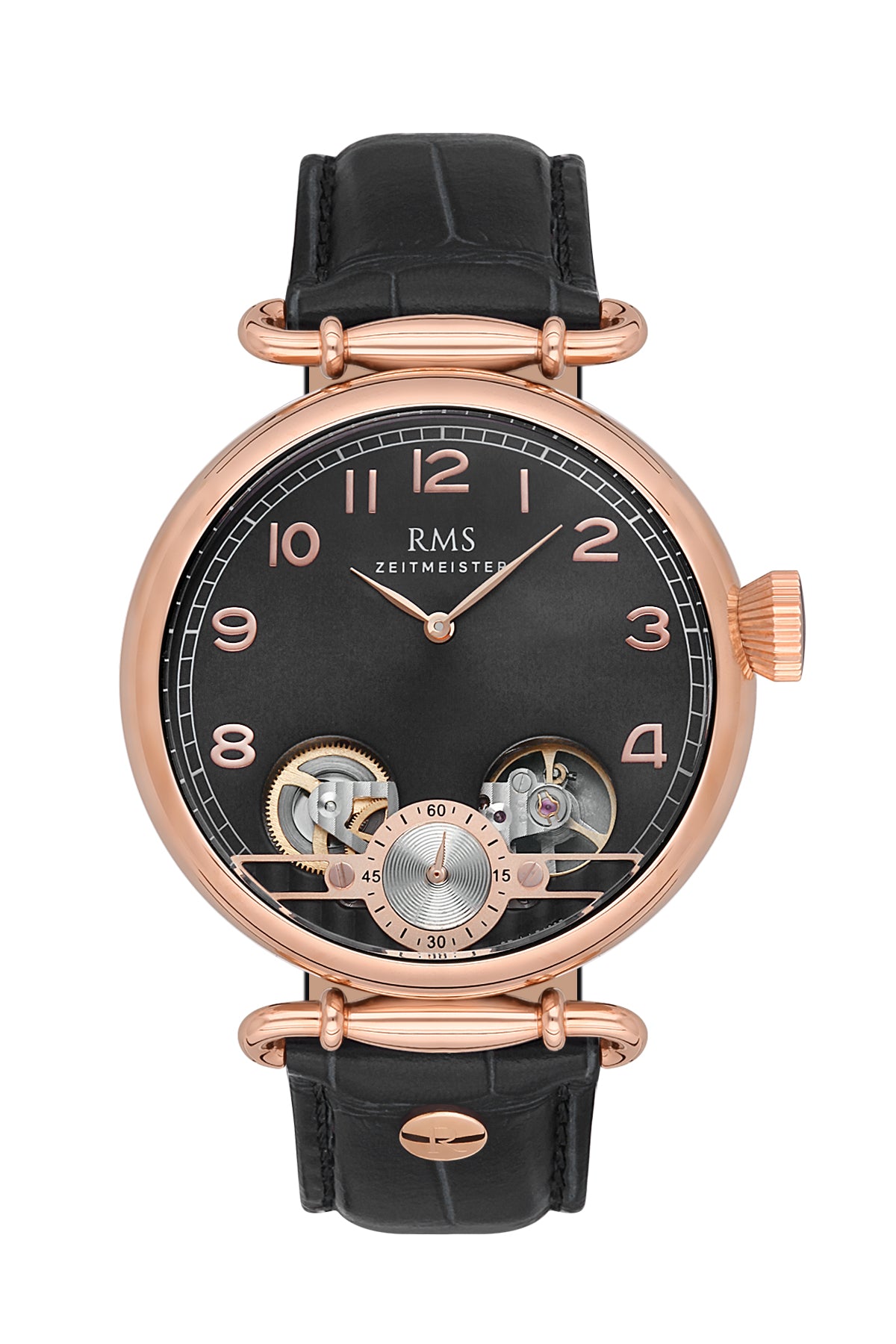 RMS BLACK DIAL ROSE PLATED MEN'S WATCH