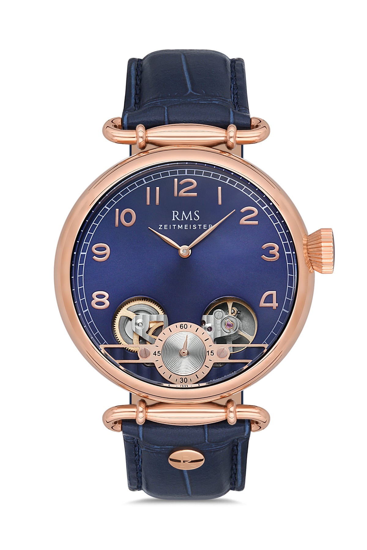 RMS BLUE DIAL ROSE PLATED MEN'S WATCH