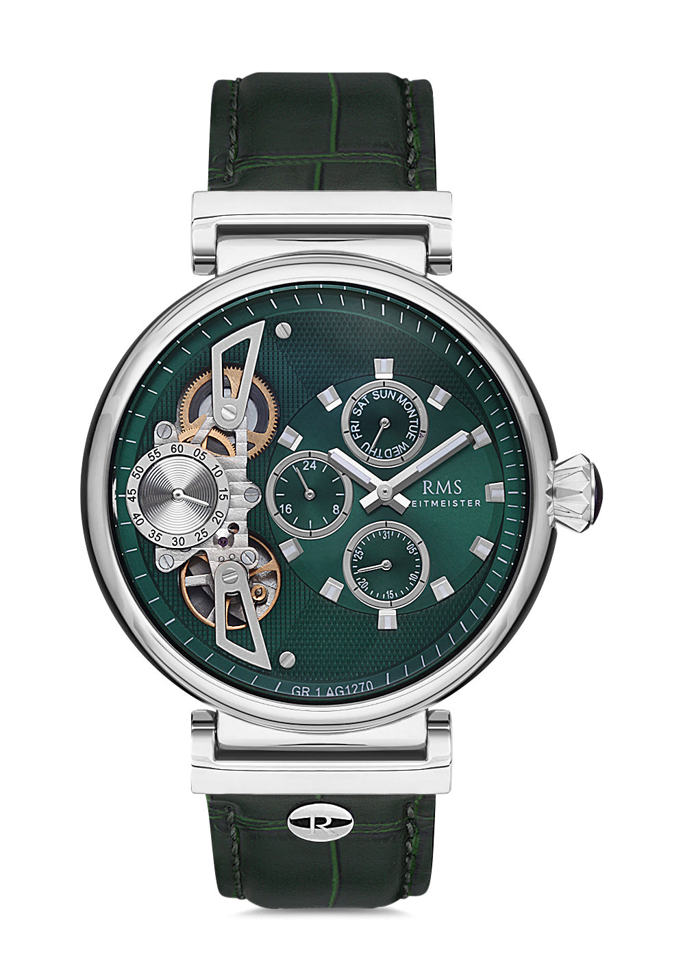 RMS GREEN DIAL SILVER PLATED MEN'S WATCH