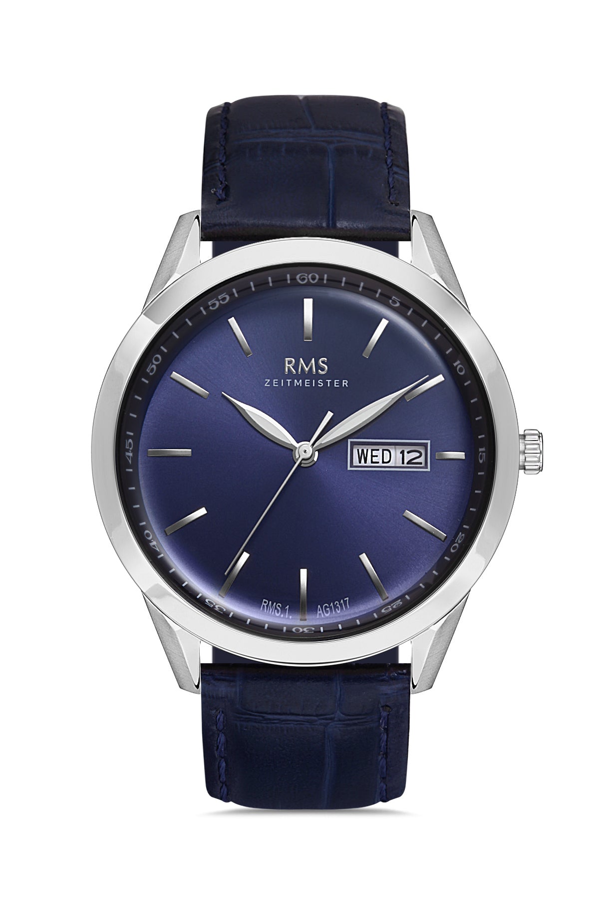 RMS ZEITMEISTER Men's Watch with Blue Dial and Blue Leather Strap