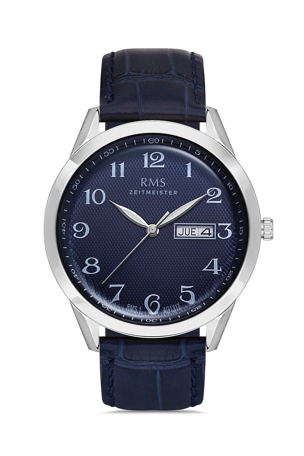 RMS ZEITMEISTER Calendar Men's Watch with Blue Dial and Blue Leather Strap