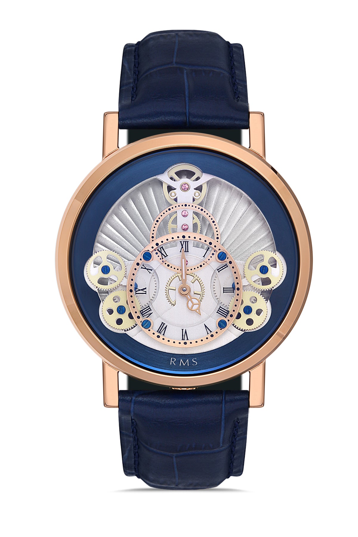 RMS Blue Dial Rose Coated Men's Watch