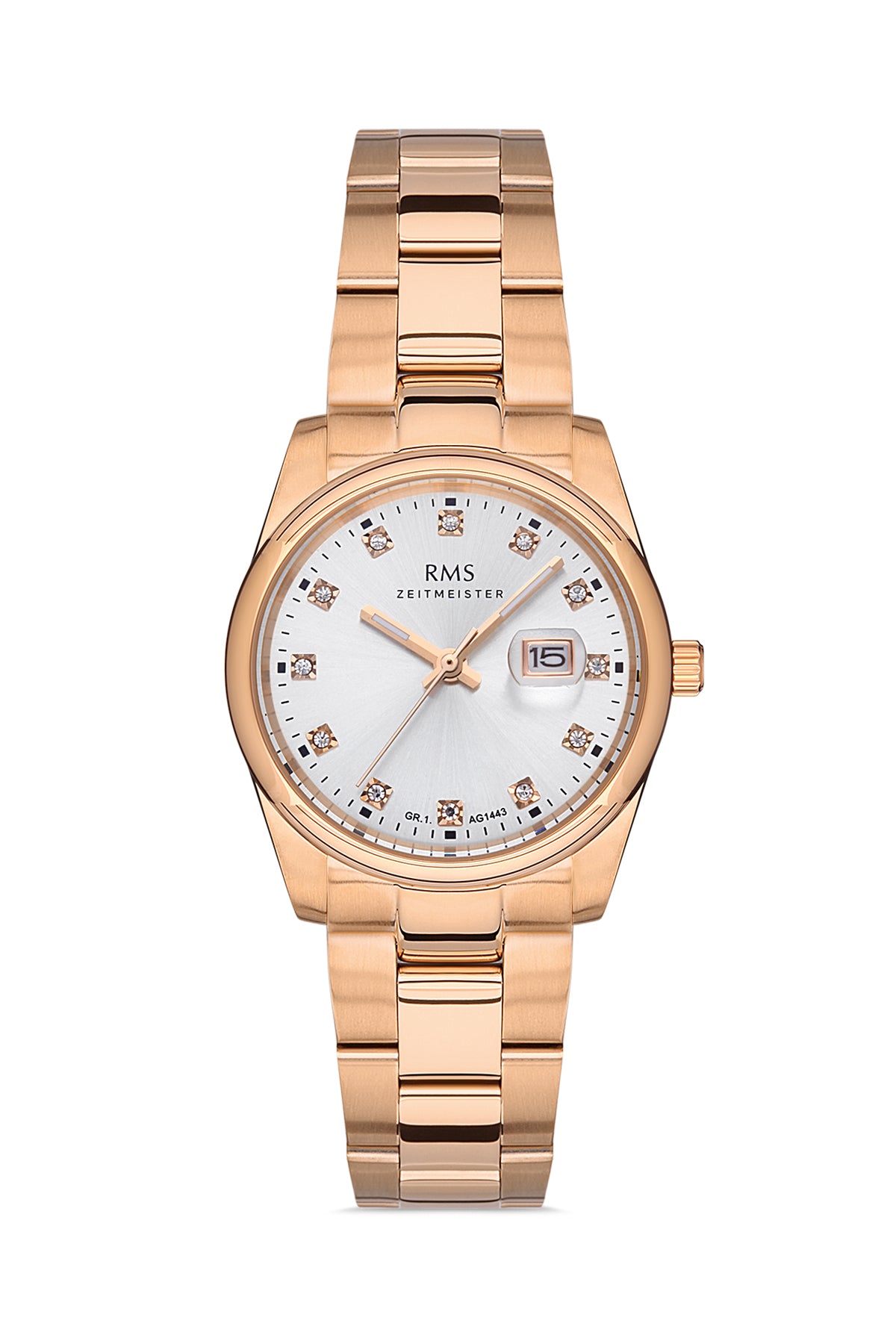 RMS Silver Dial Rose Coated Women's Wristwatch