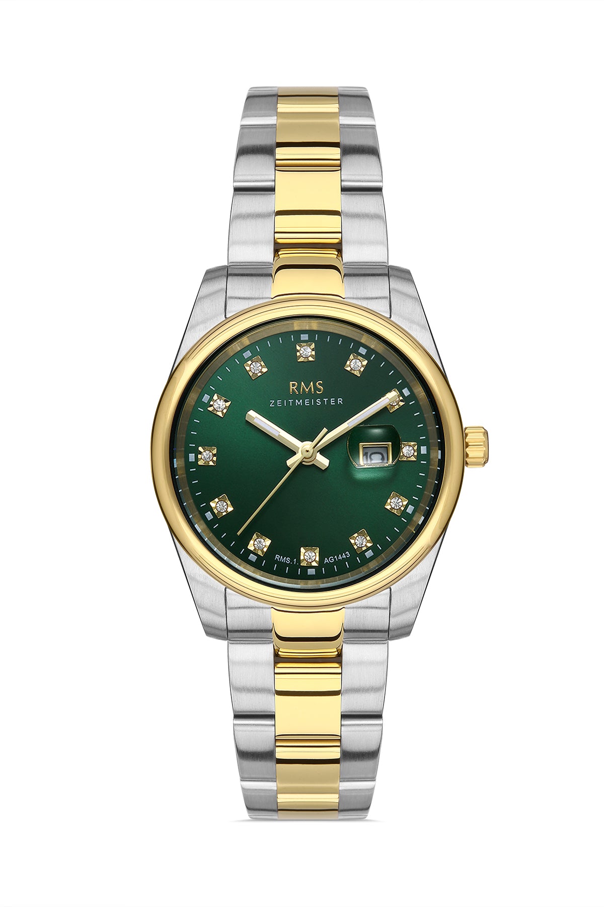 RMS Green Dial Yellow-White Coated Women's Wristwatch