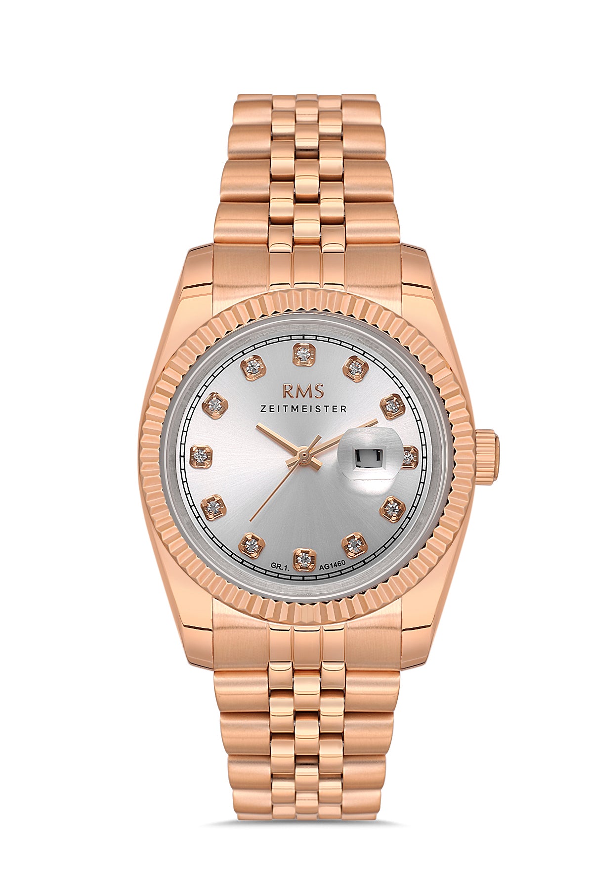 RMS Silver Dial Rose Coated Women's Wristwatch