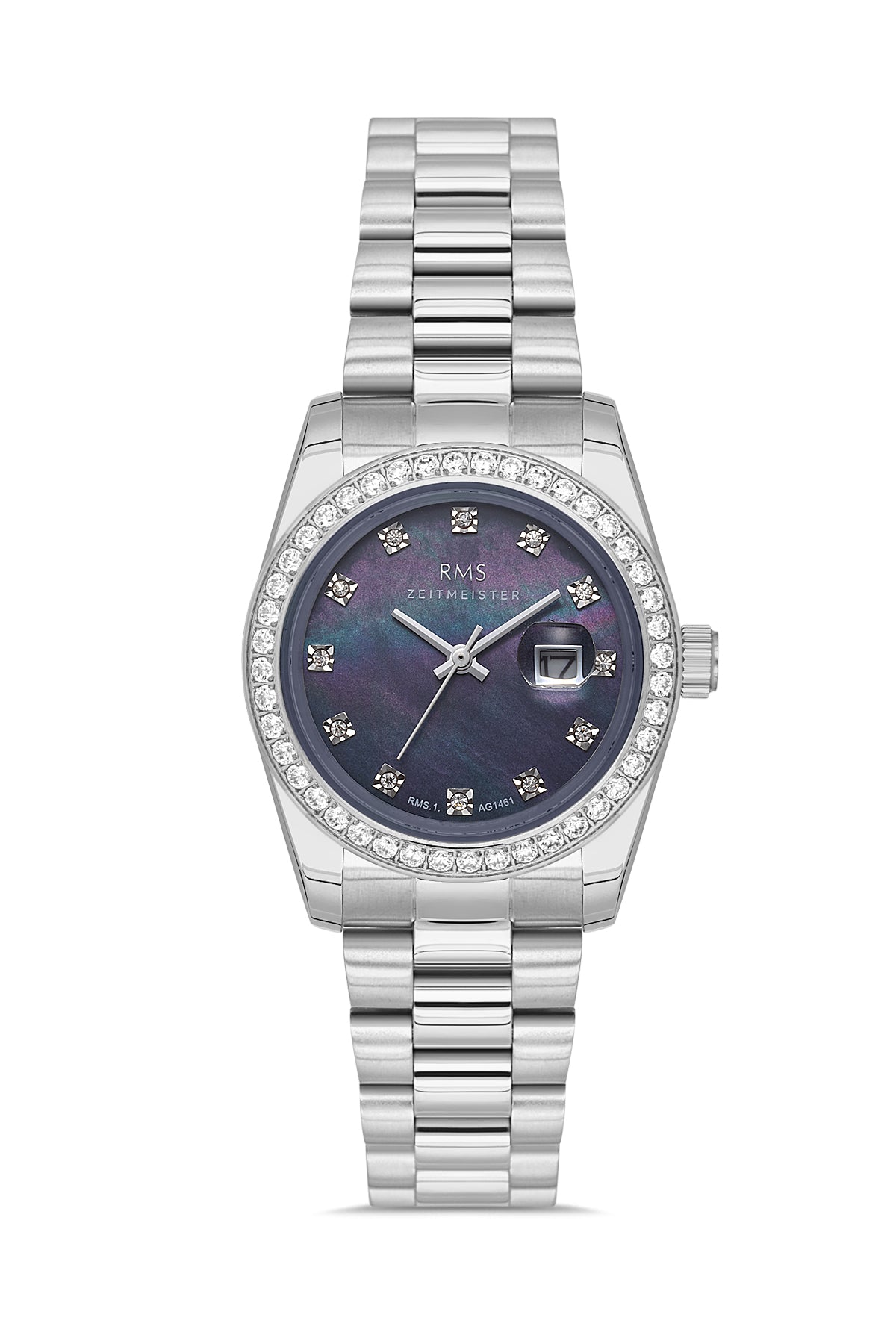 RMS Blue Dial Silver Coated Women's Wristwatch