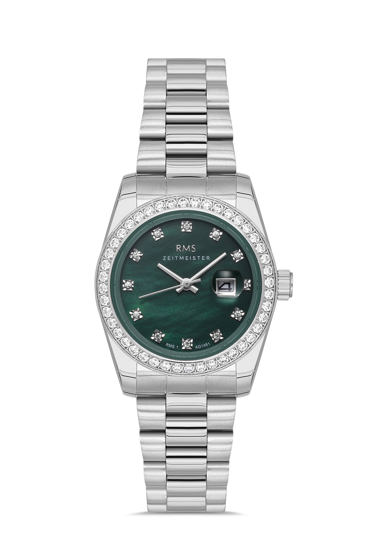 RMS Green Dial Silver Coated Women's Wristwatch