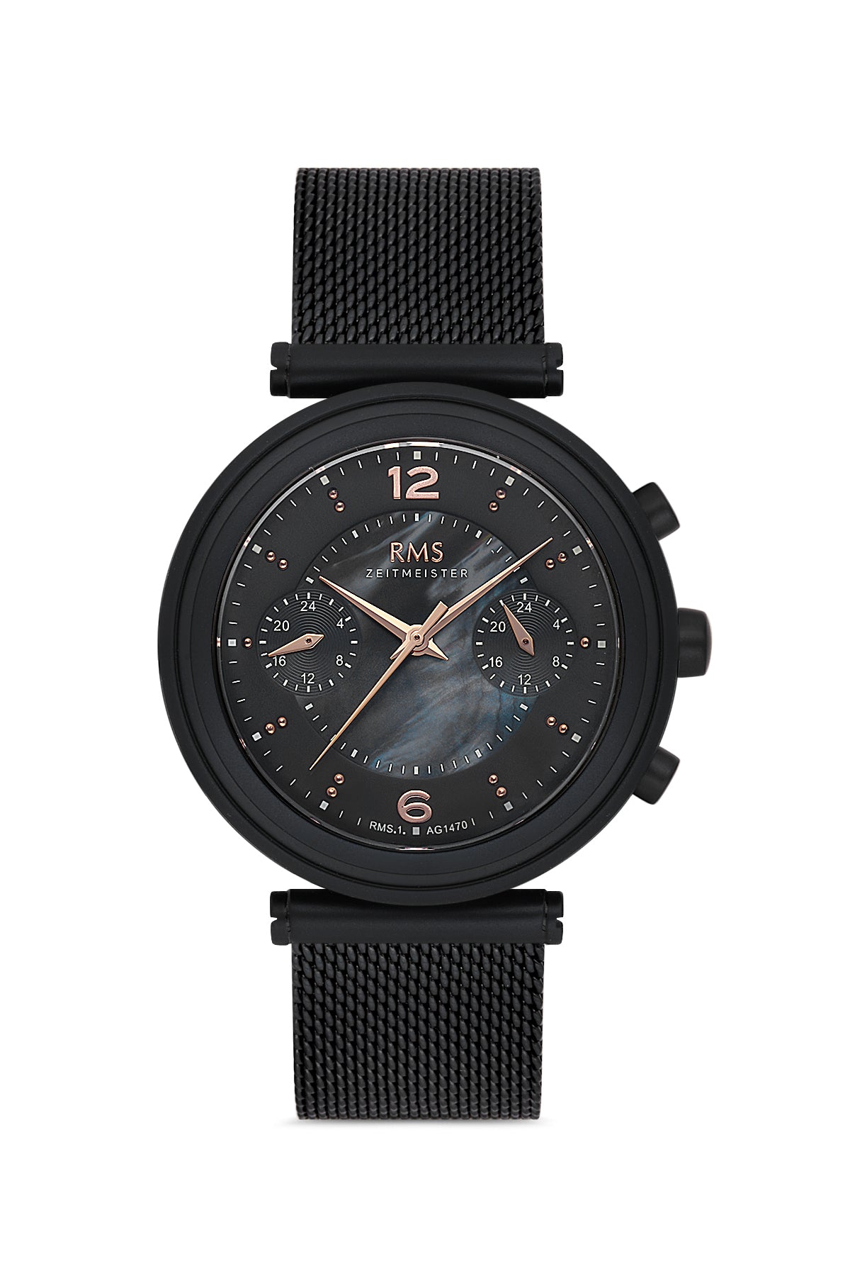 RMS Black Dial Black Coated Women's Watch