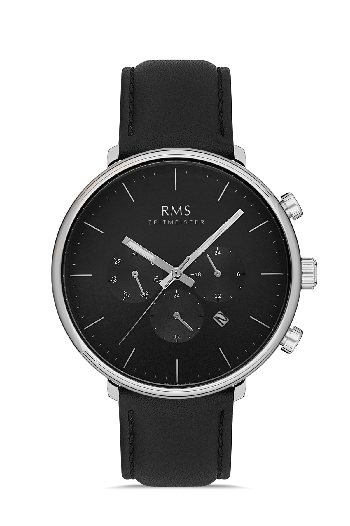 RMS Black Dial Silver Plated Men's Watch