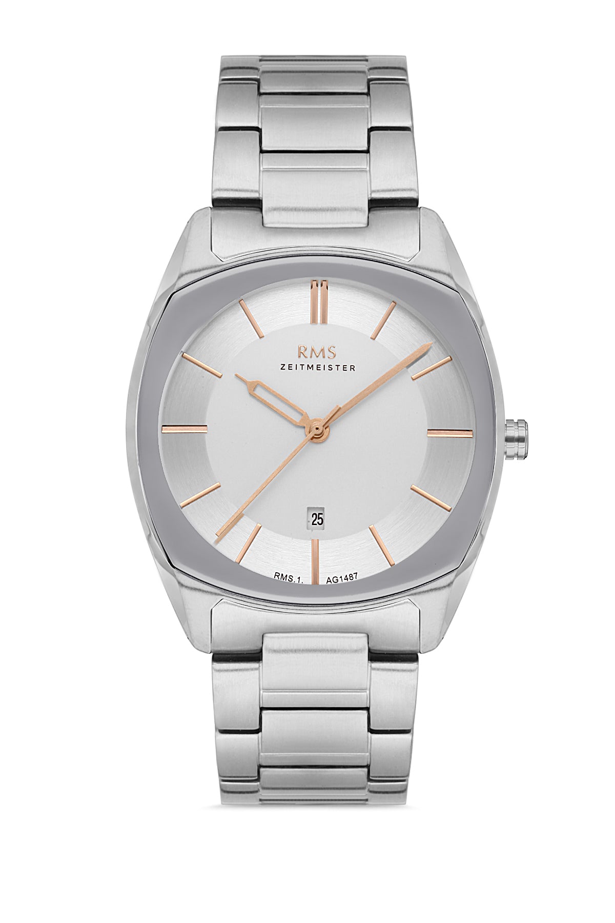 RMS Silver Dial Silver-Coated Men's Watch