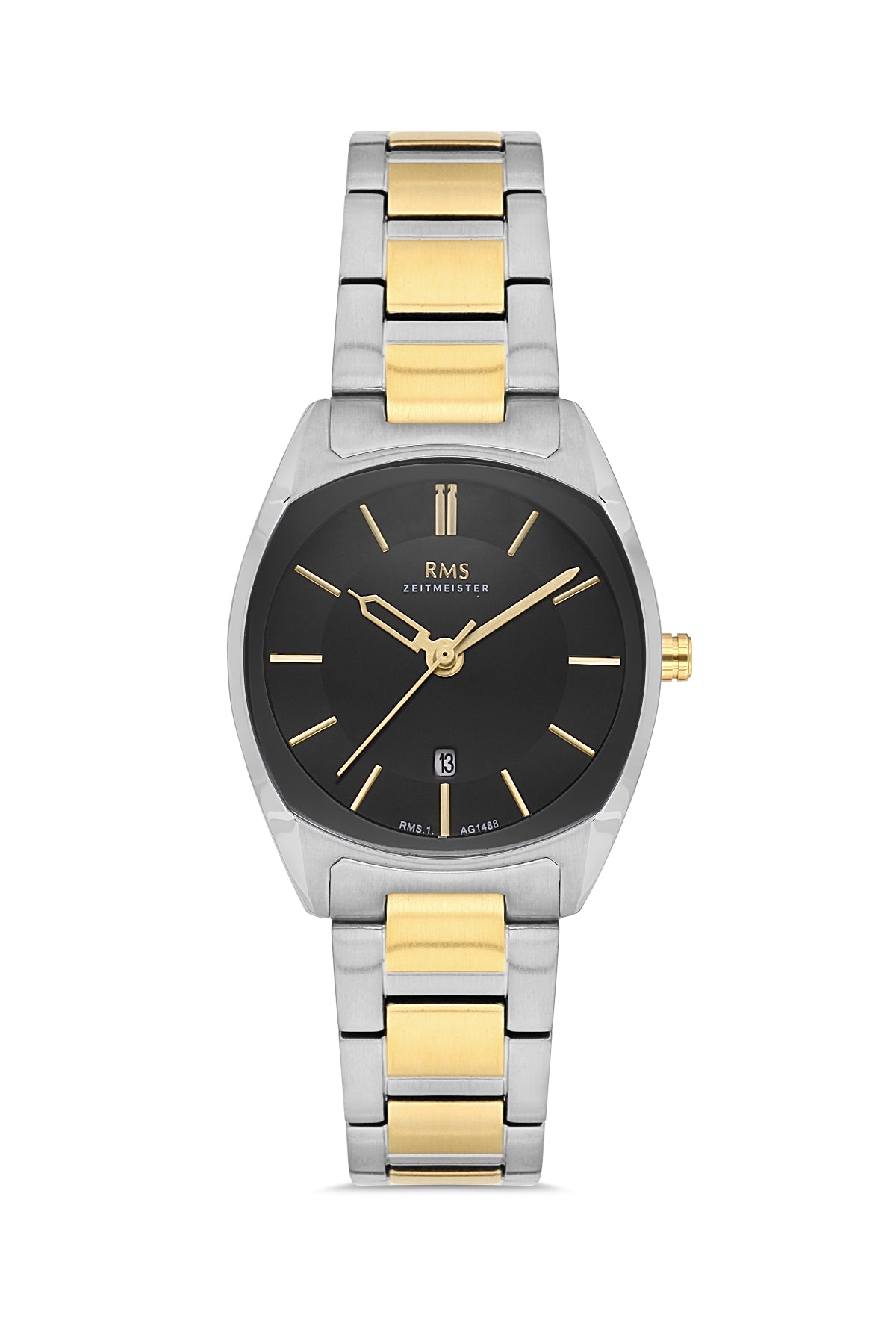 RMS Black Dial Yellow-White Coated Women's Wristwatch