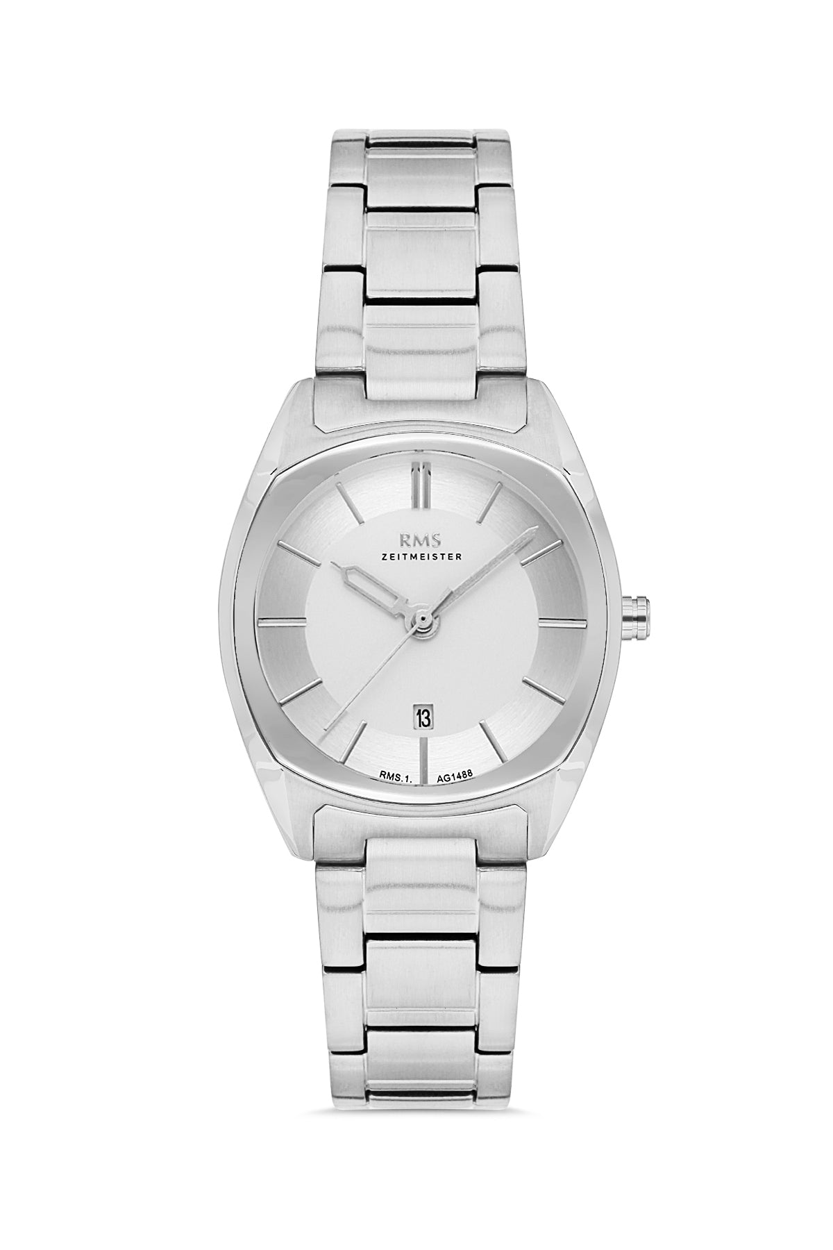 RMS Silver Dial Silver-Coated Women's Wristwatch