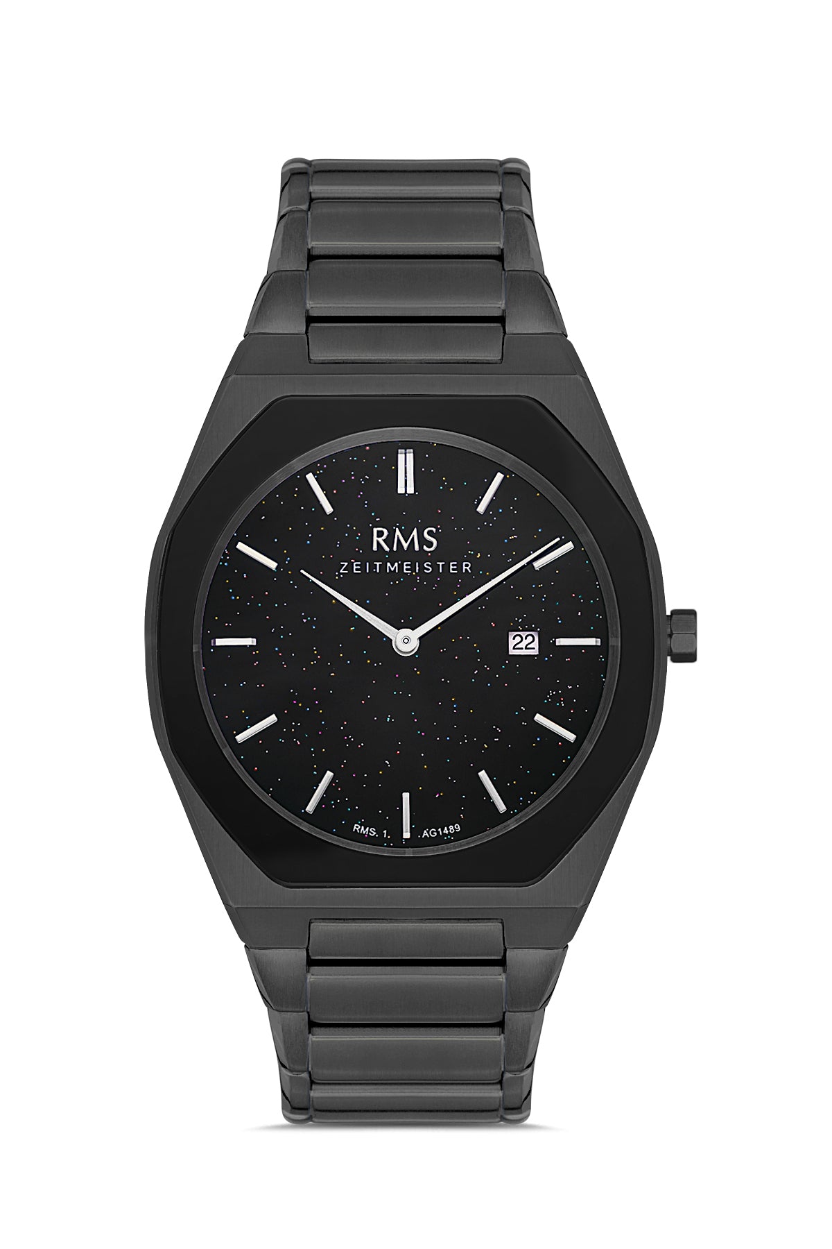 RMS Black Dial Black Coated Men's Watch