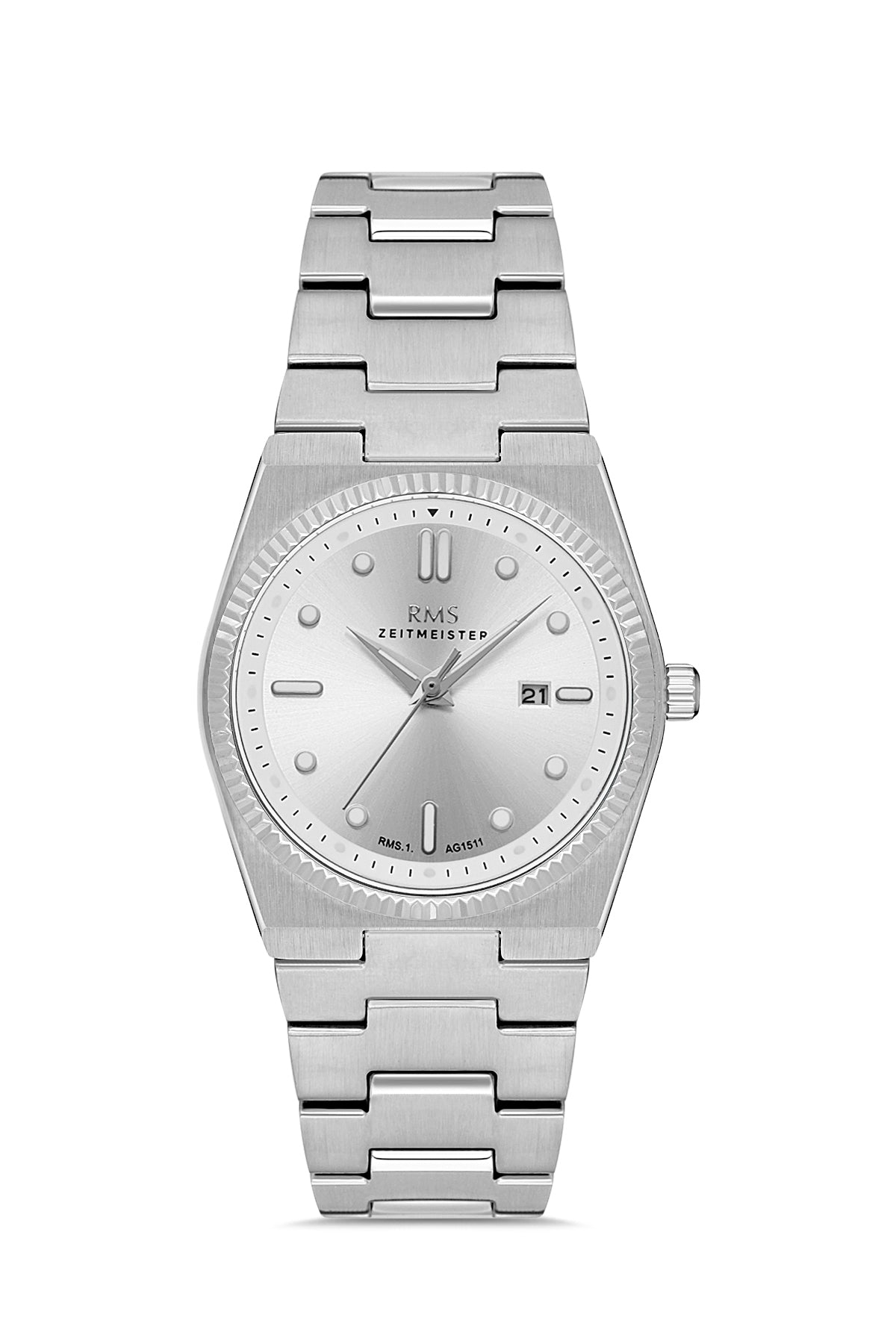 RMS Silver Dial Silver-Coated Women's Wristwatch