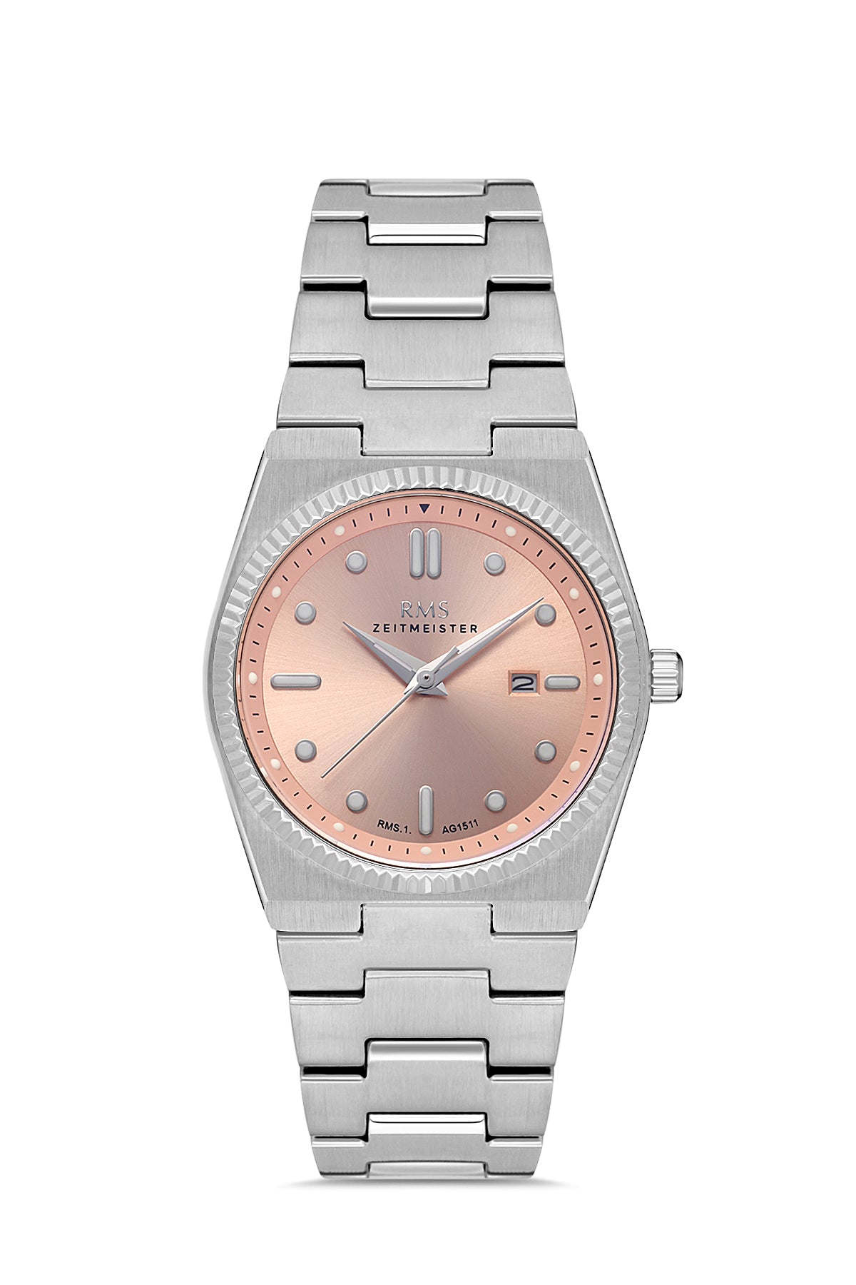 RMS Pink Dial Silver-Coated Women's Wristwatch