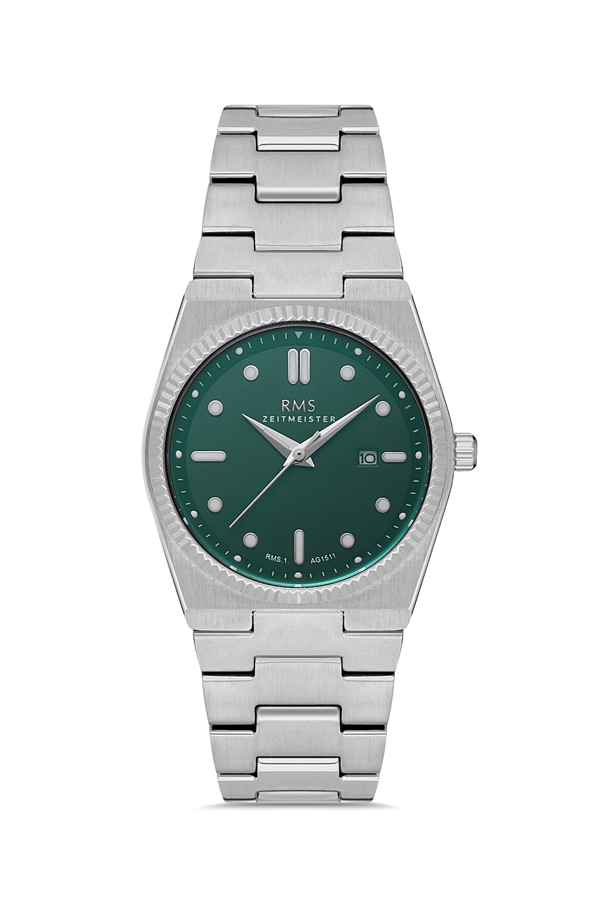 RMS Green Dial Silver-Coated Women's Wristwatch