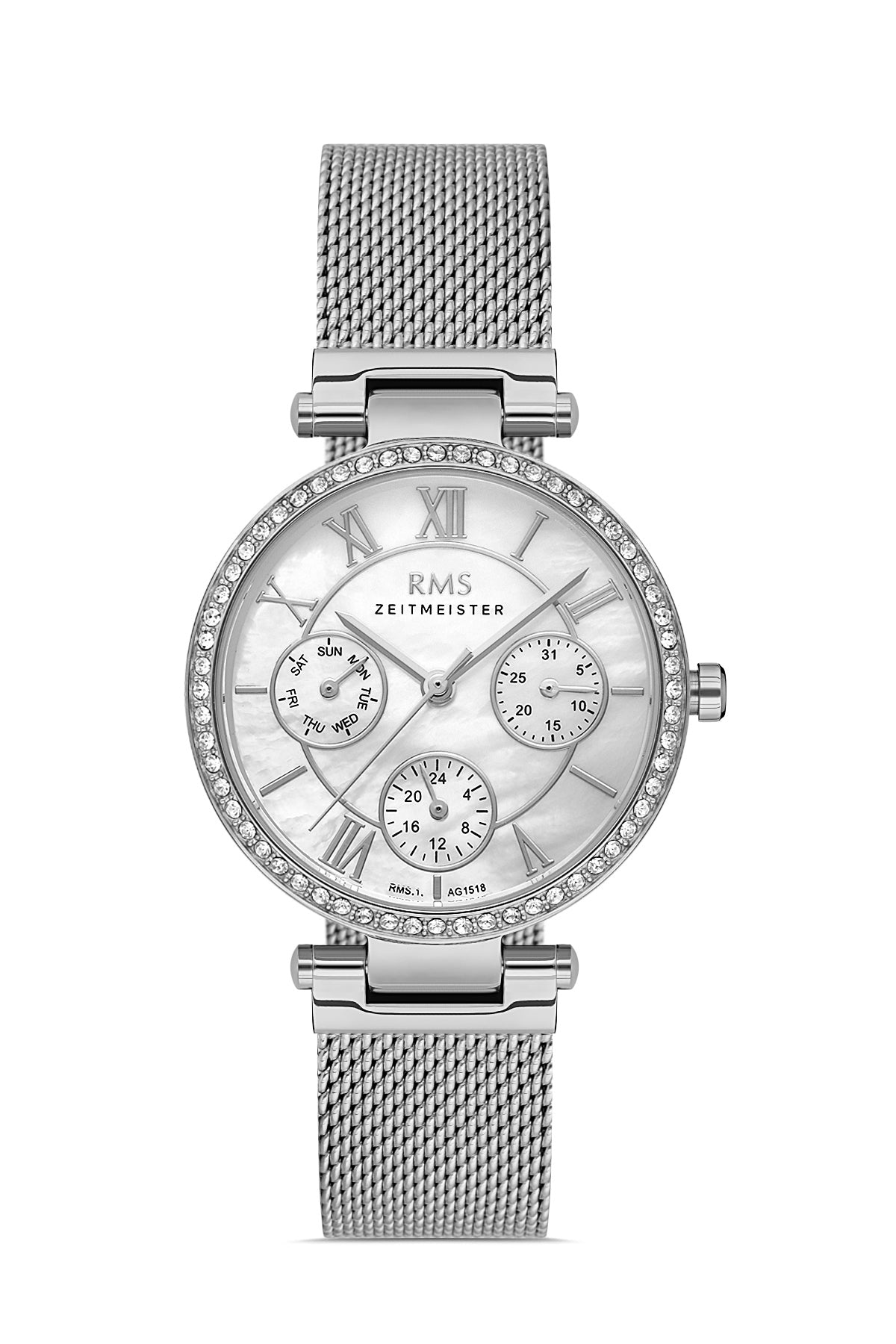 RMS Silver Dial Silver Coated Women's Wristwatch