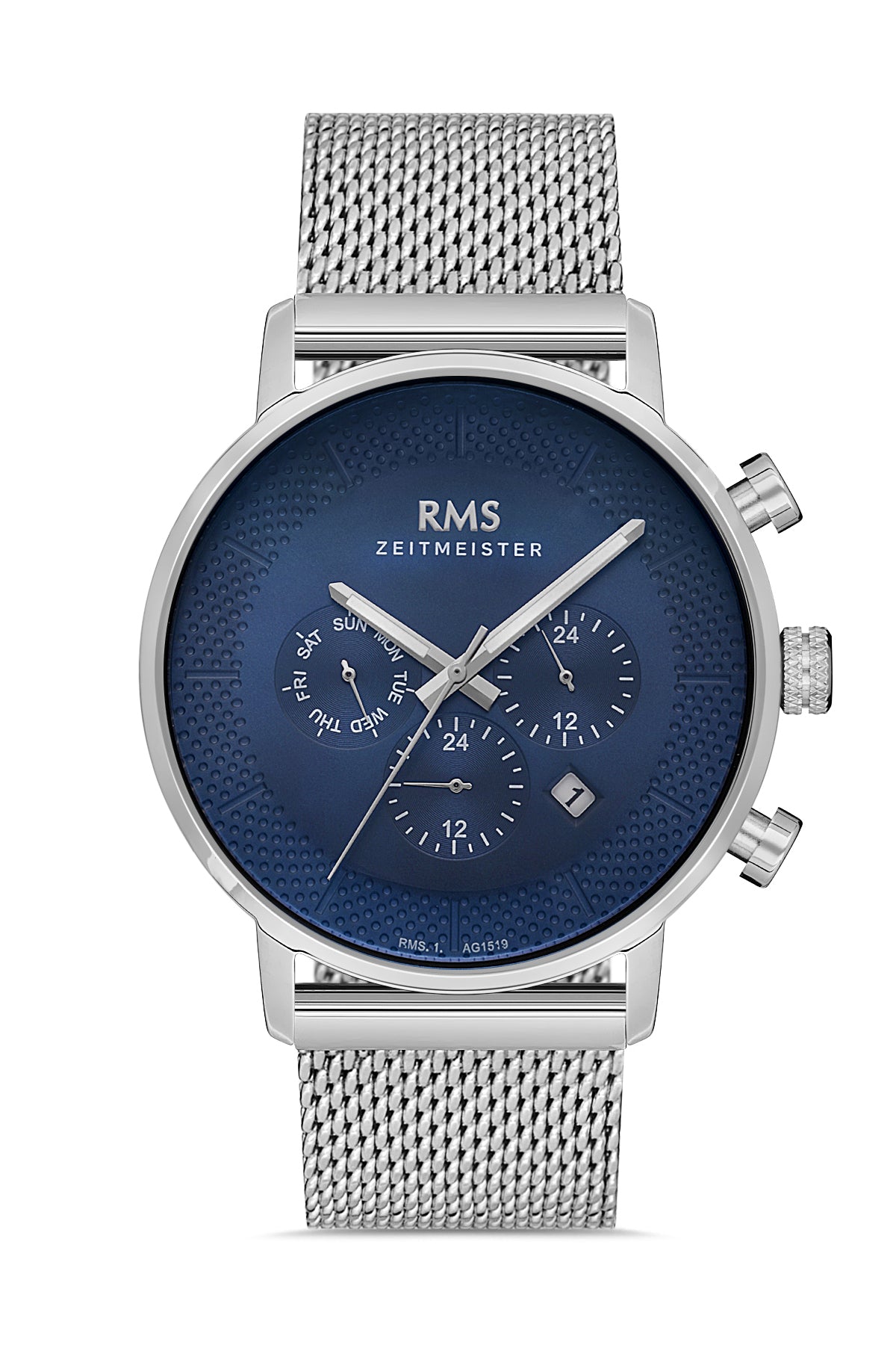 RMS Blue Dial Silver-Plated Men's Watch