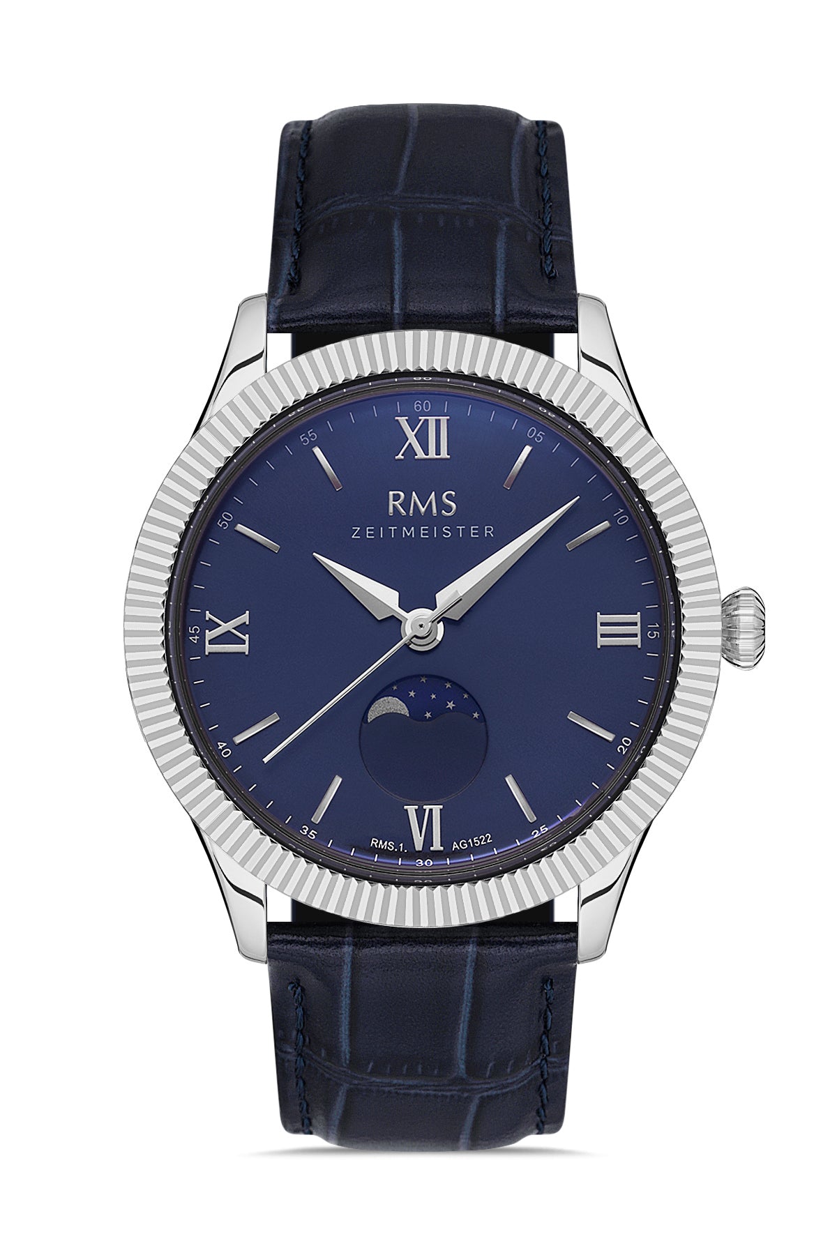 RMS Blue Dial Silver-Plated Men's Watch