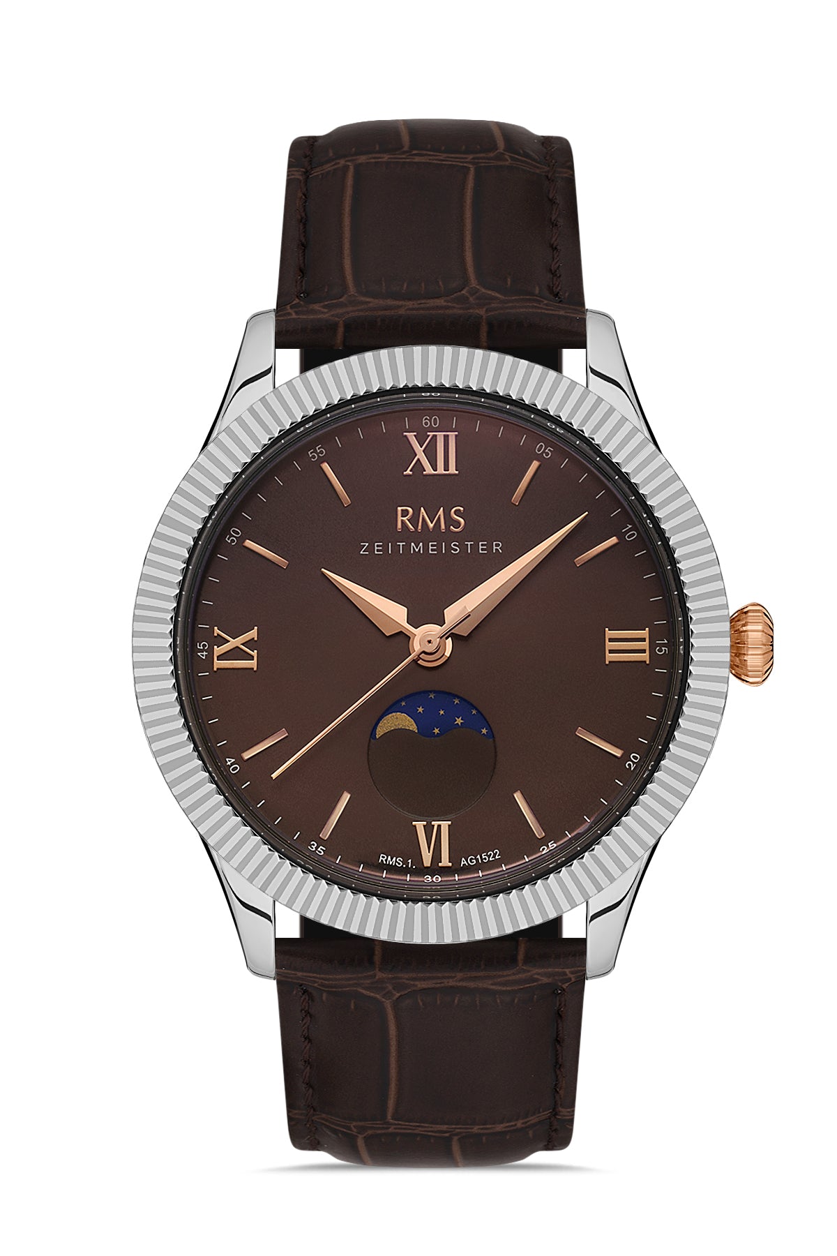 RMS Brown Dial Silver-Plated Men's Watch