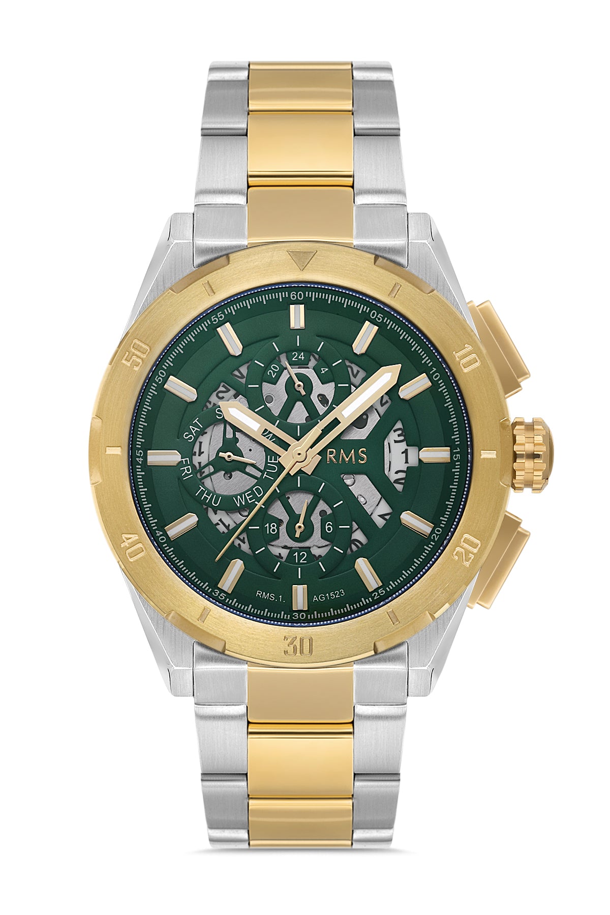 RMS Green Dial Yellow White-Plated Men's Watch