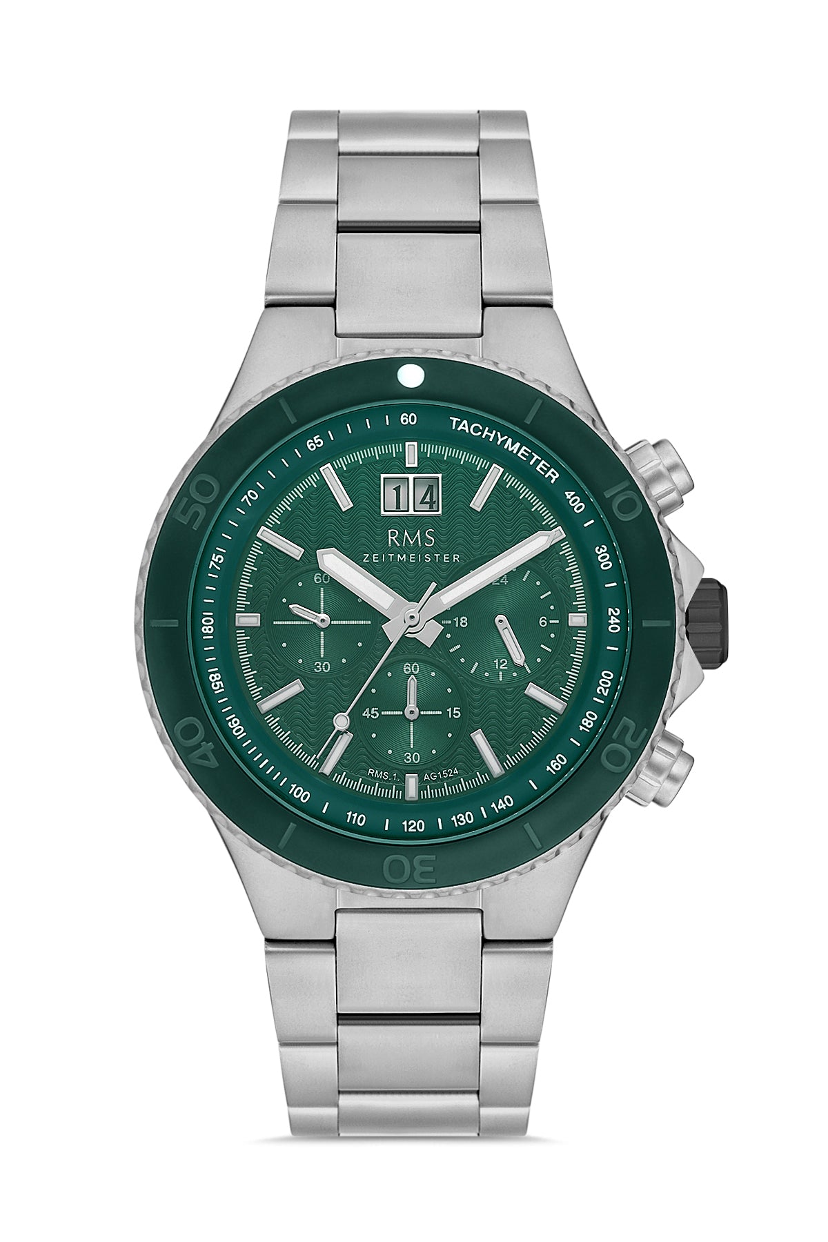 RMS Green Dial Silver-Plated Men's Wristwatch