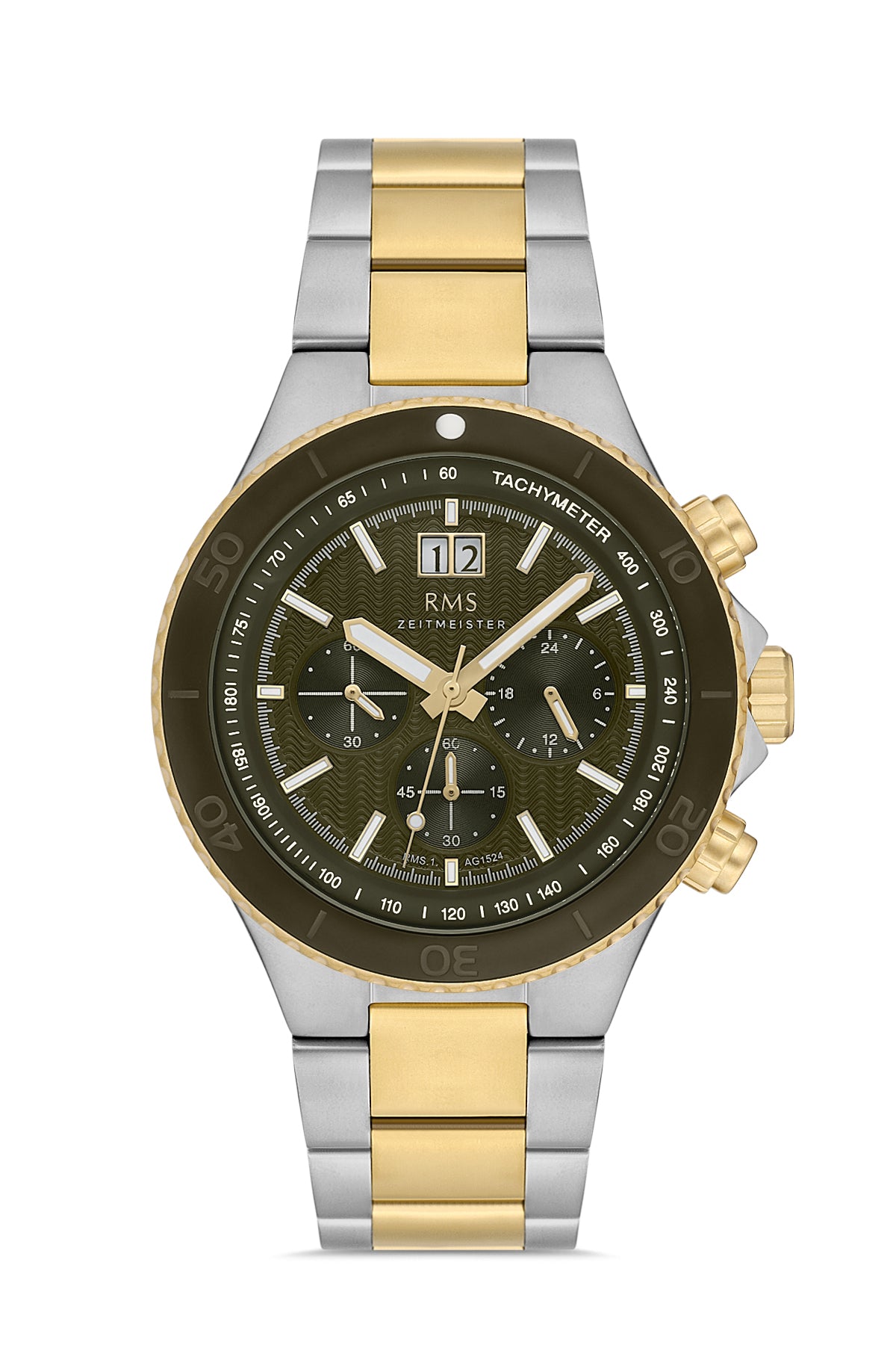 RMS Green Dial Yellow-White Plated Men's Wristwatch