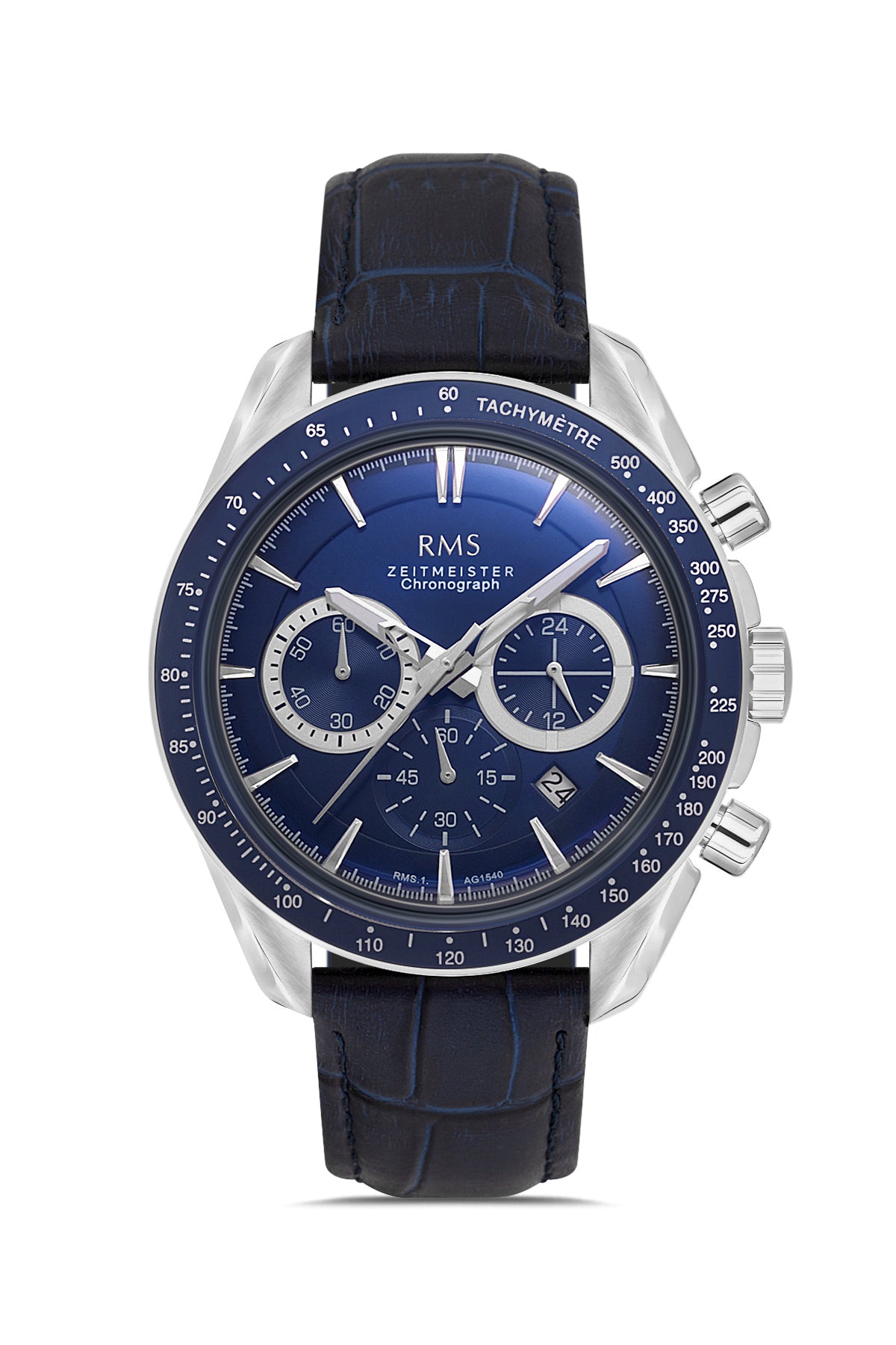 RMS Blue Dial Silver-Plated Men's Watch