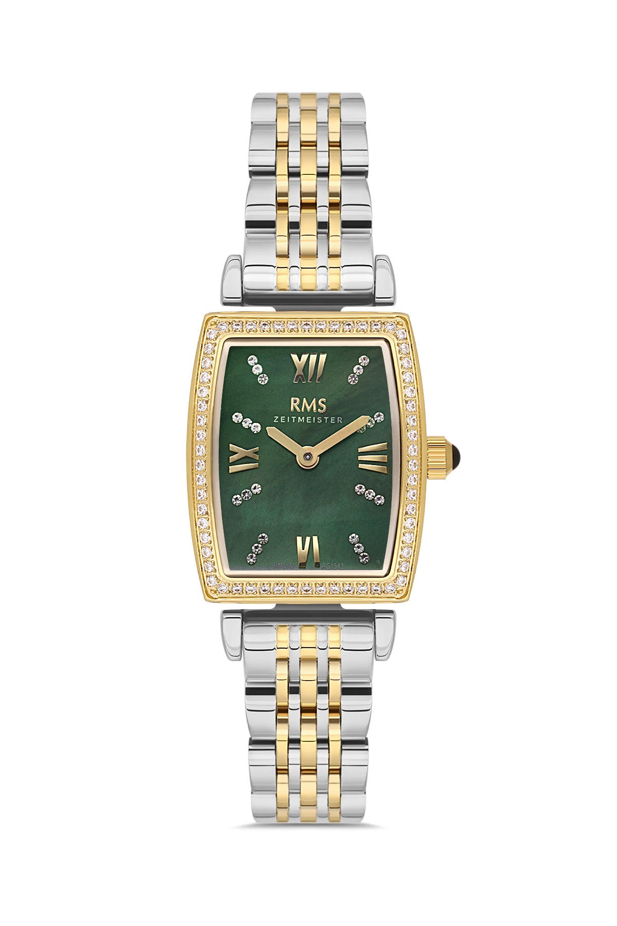 RMS Green Dial Yellow-White-Plated Women's Wristwatch