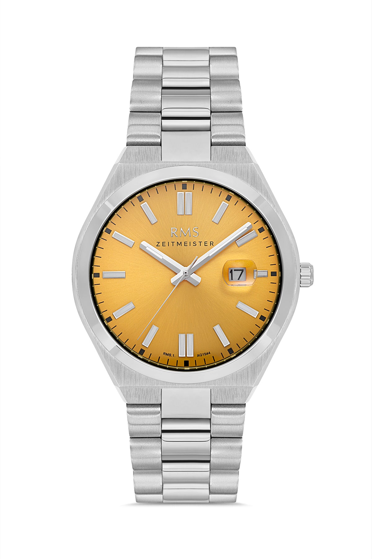 RMS Silver-Plated Calendar Function Orange Dial Stainless Steel Men's Watch