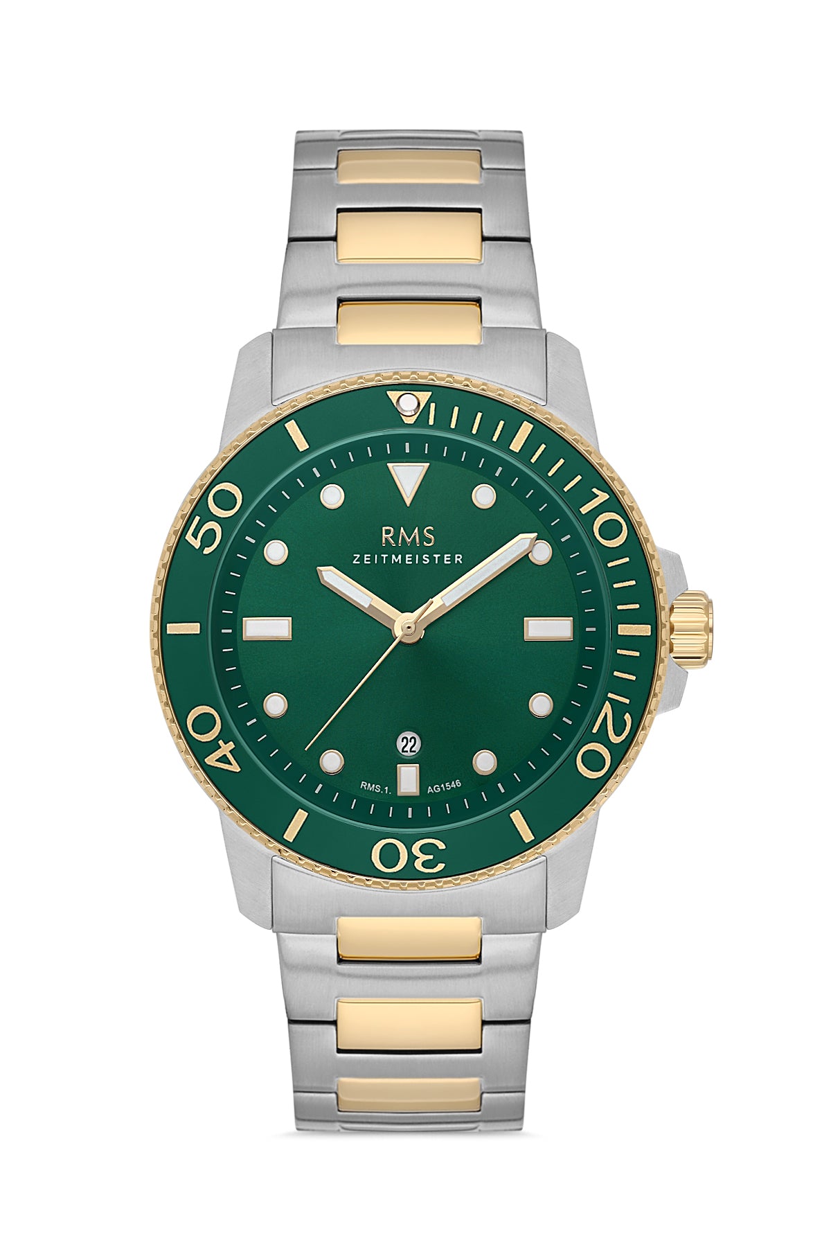 RMS Men's Watch with a Green Dial and Yellow-White Plating