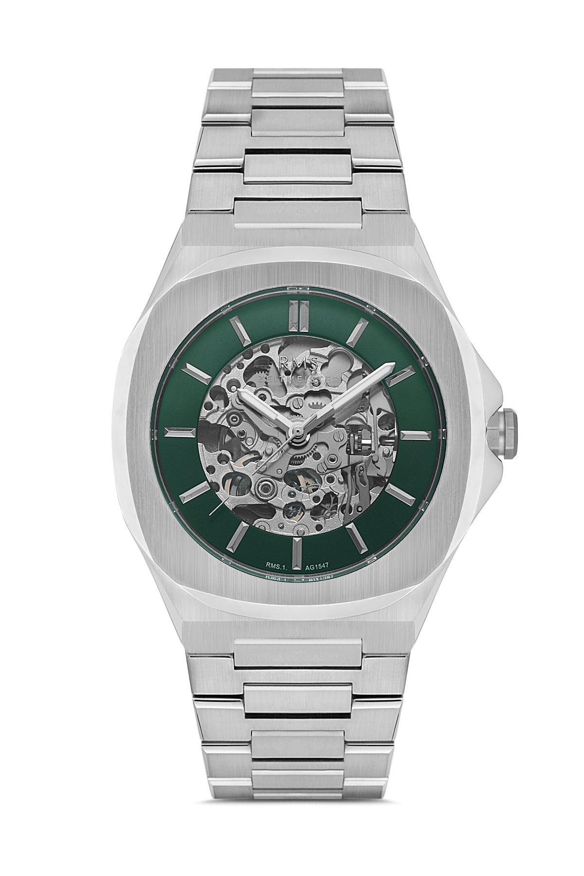 RMS GREEN DIAL SILVER PLATED MEN'S WATCH