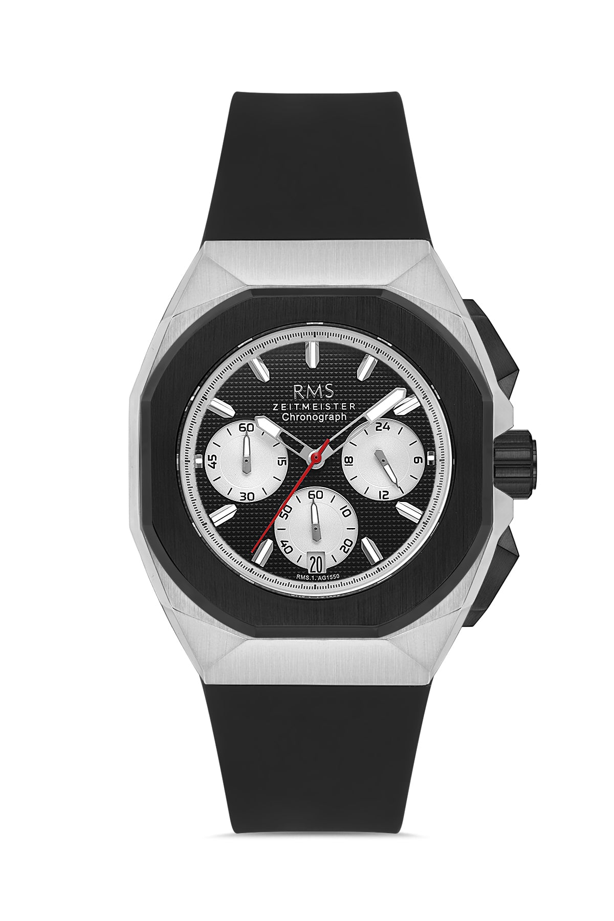 RMS Black Dial Silver-Black Plated Men's Wristwatch