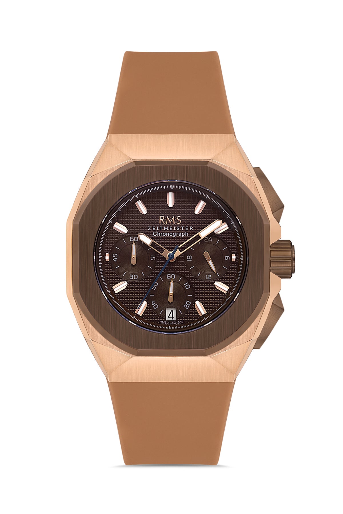 RMS Brown Dial Rose-Brown Plated Men's Wristwatch