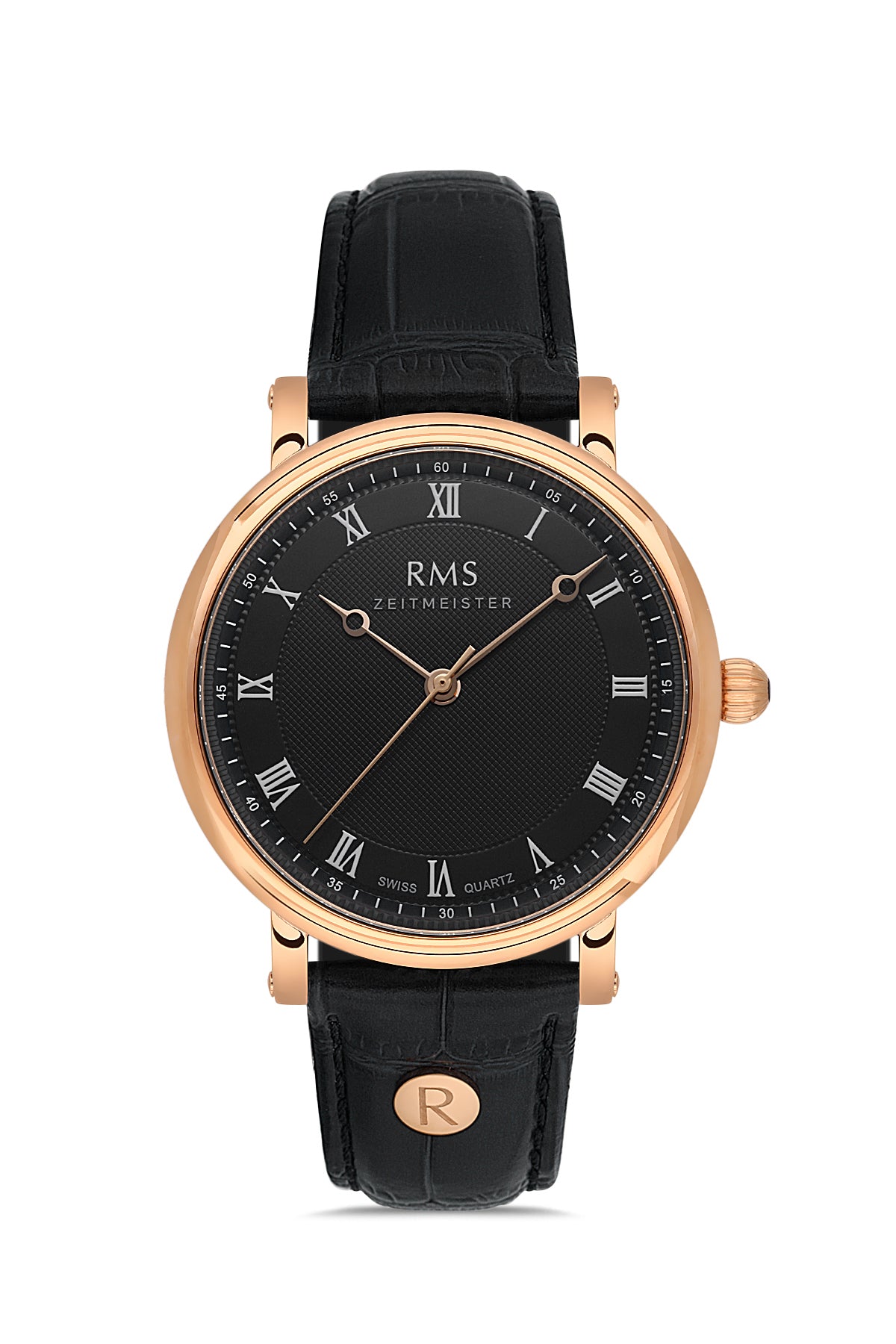 RMS Black Dial Rose Coated Men's Watch