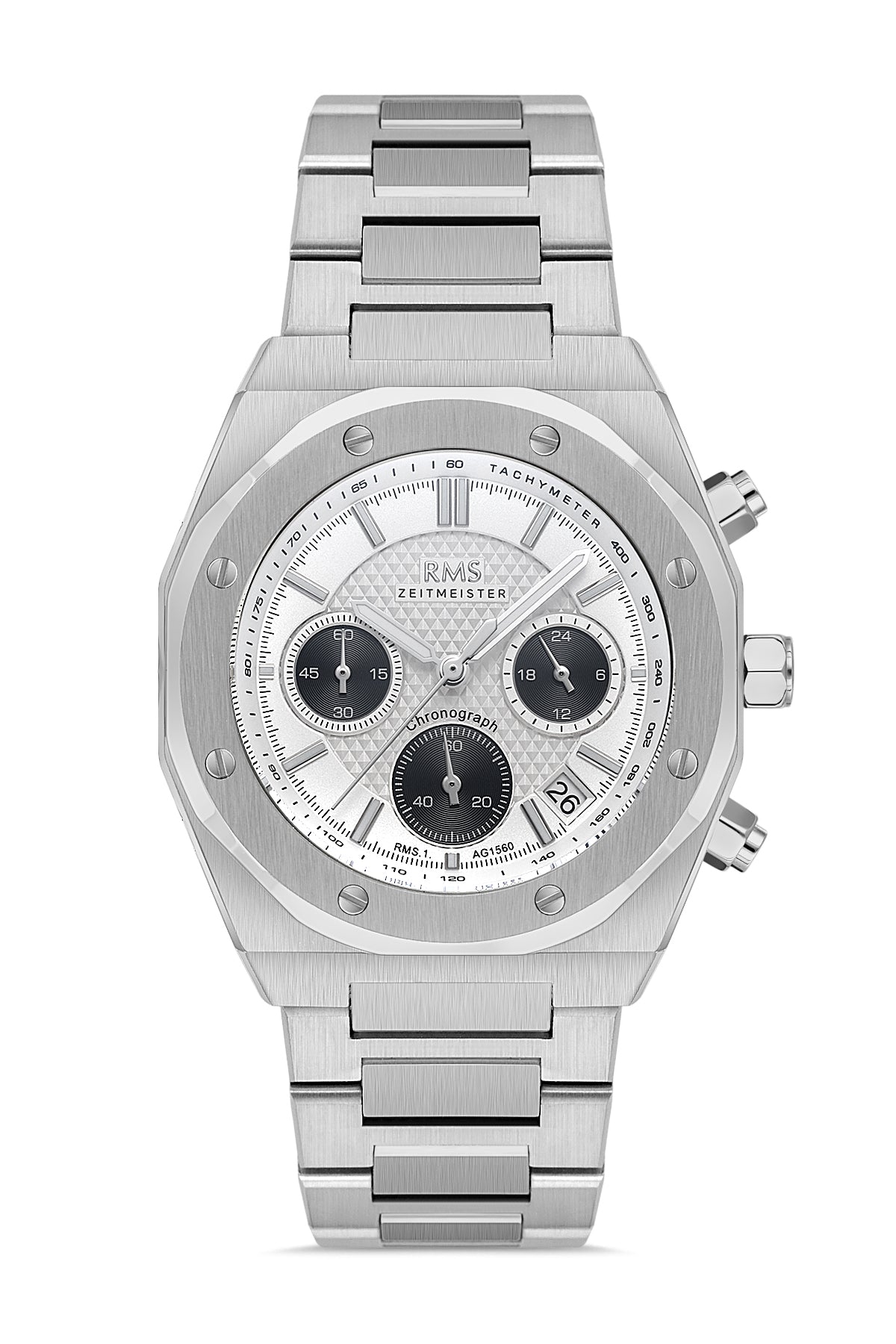 RMS Silver Dial Silver-Plated Men's Watch