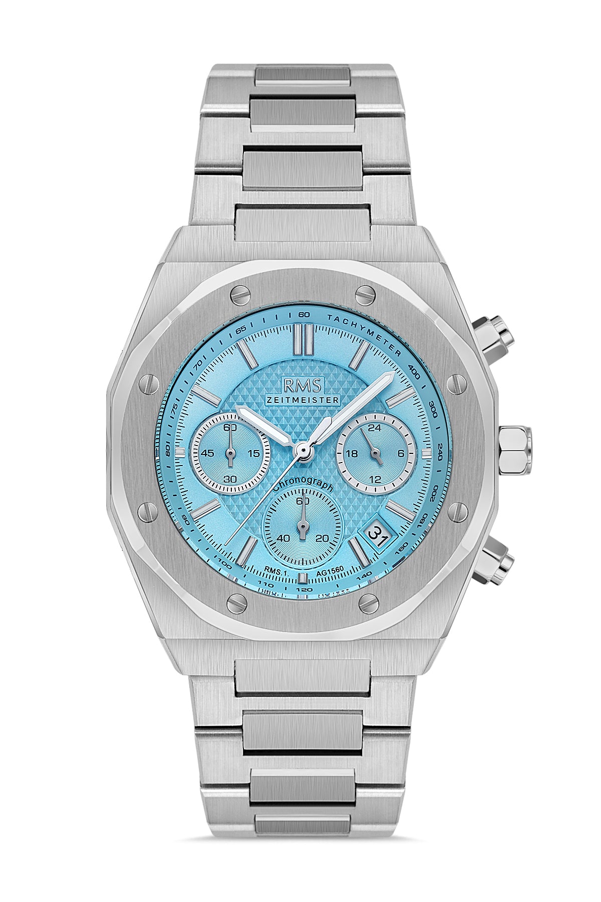 RMS Turquoise Dial Silver-Plated Men's Watch