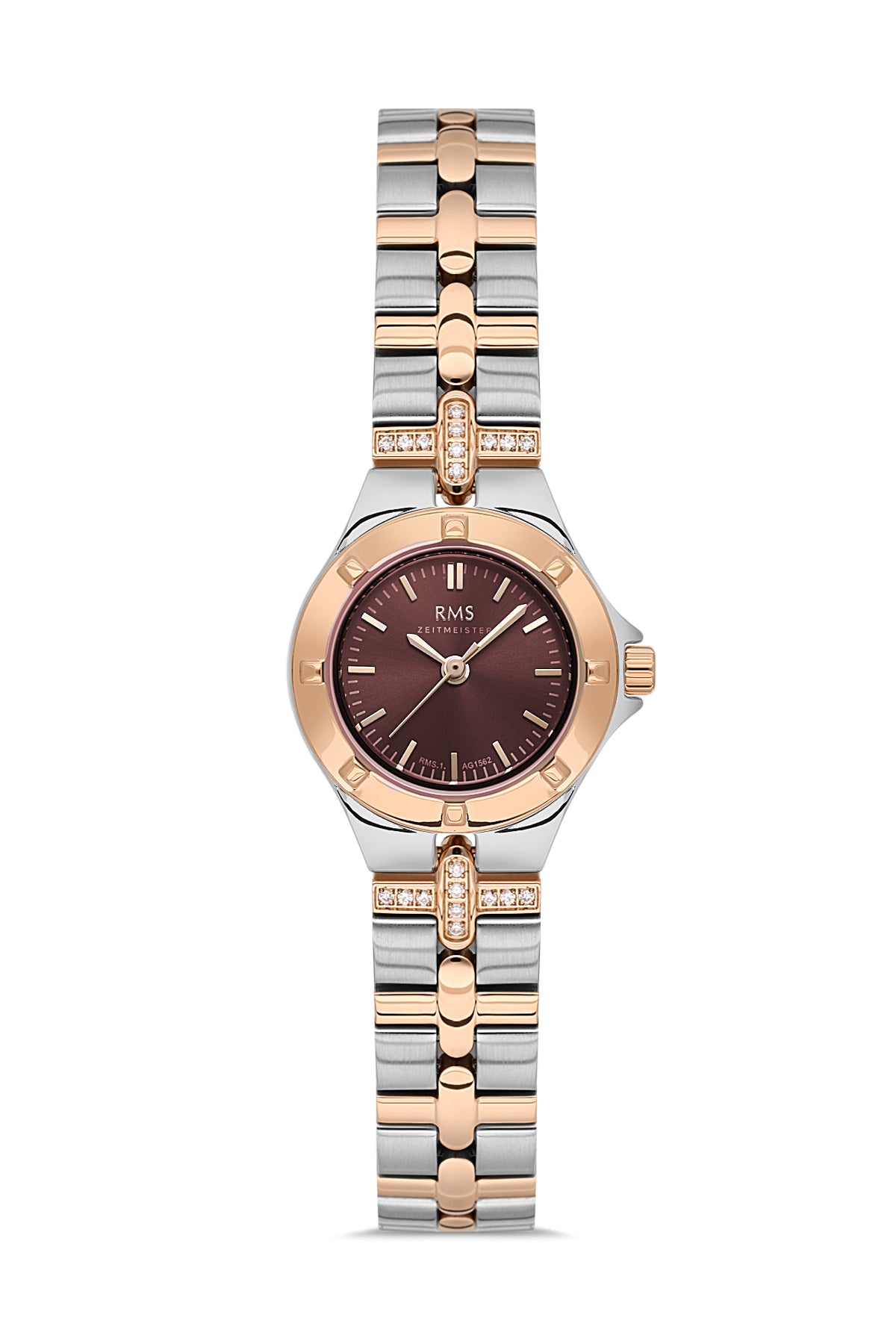 RMS Brown Dial Rose-White Coated Women's Wristwatch