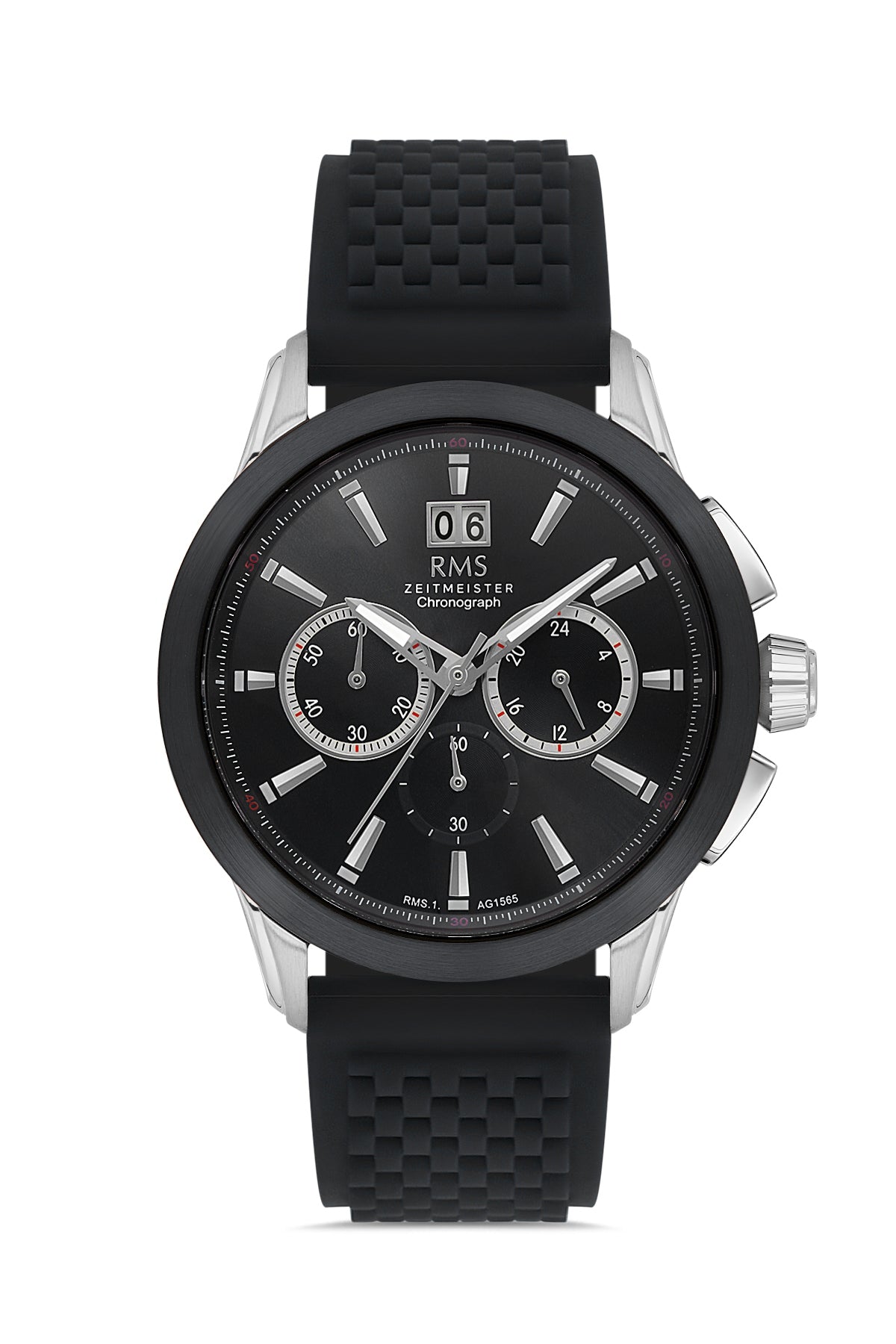 RMS Black Dial Silver-Black Plated Men's Wristwatch